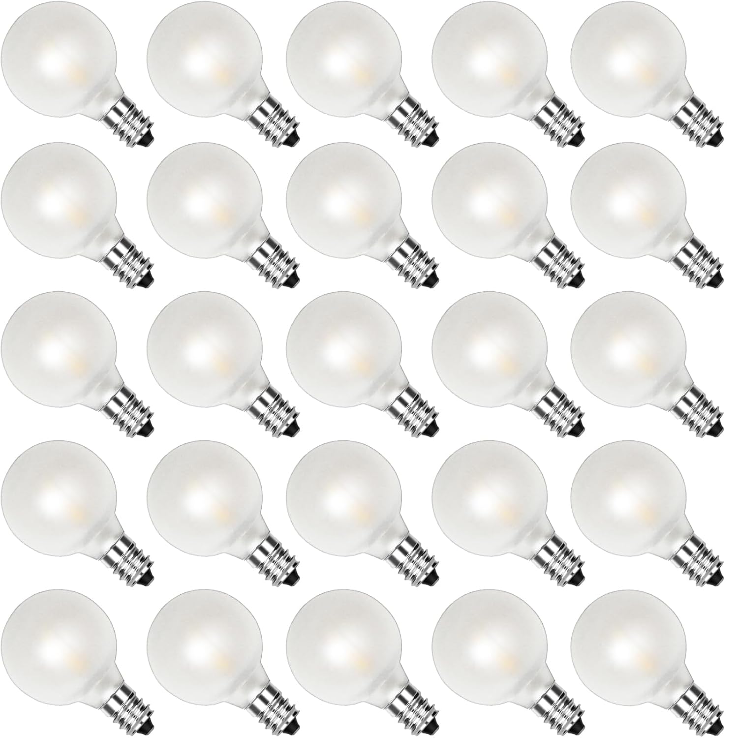25Pack G40 LED Replacement Light Bulbs 0 6W Frosted White LED Globe Bulbs for Outdoor String Light E12