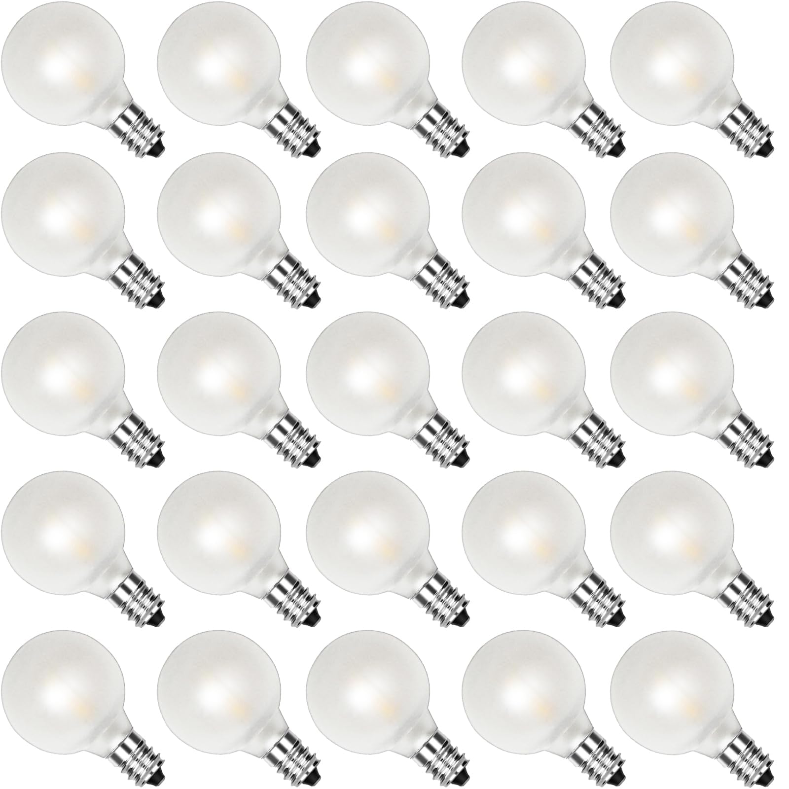 25Pack G40 LED Replacement Light Bulbs 0 6W Frosted White LED Globe Bulbs for Outdoor String Light E12