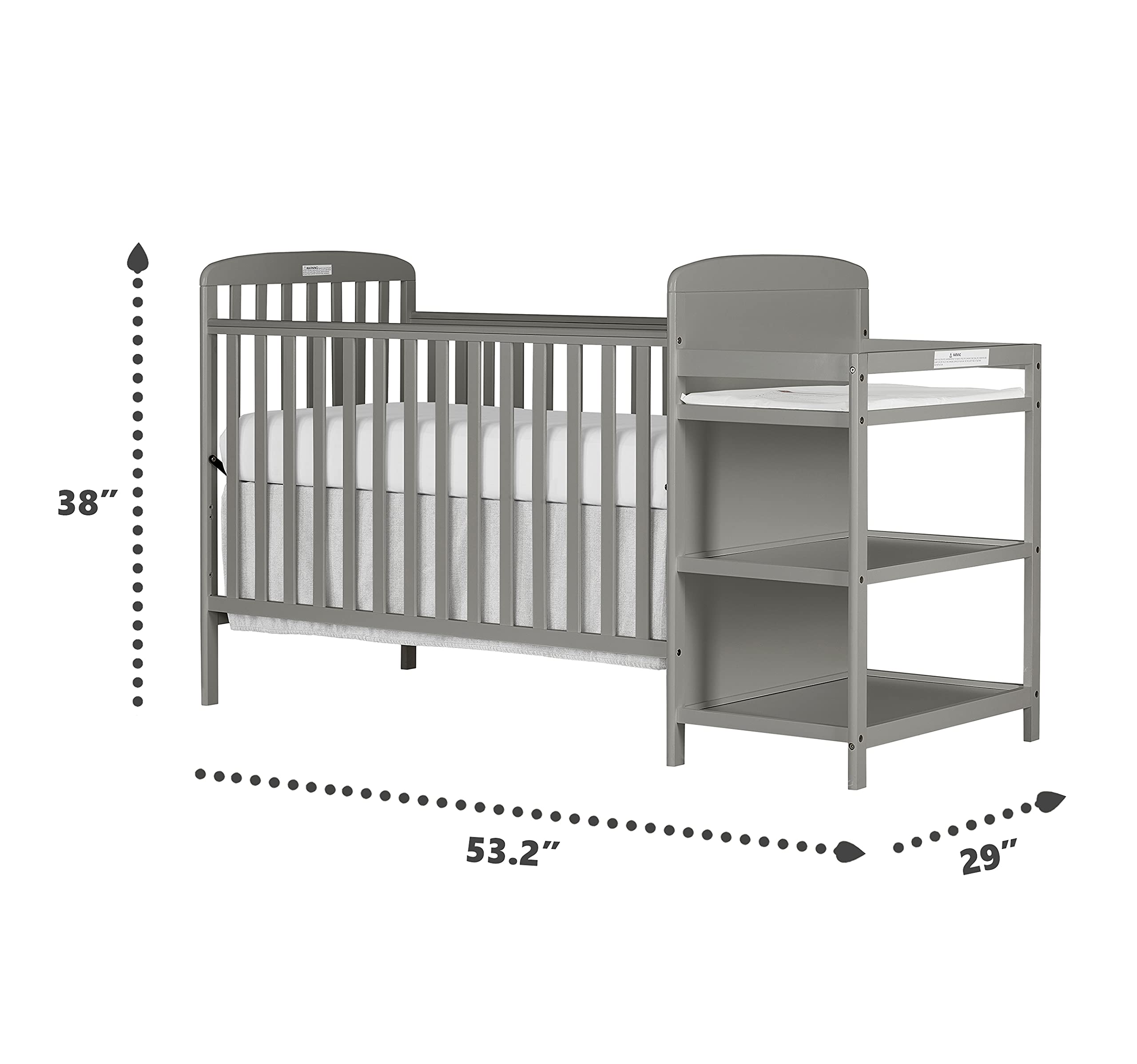 Dream On Me, Anna 3in1 Full Size Crib and Changing Table Combo in