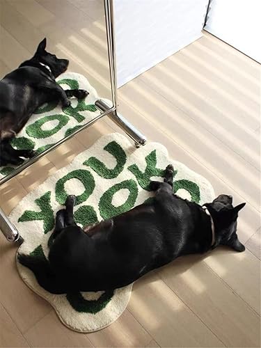 Miniatura 7 de Bathoom Rugs - Alfombra de baño verde con texto en inglés "You Look Good", antideslizante, lavable, absorbente, para ducha, pequeña, bonita, para