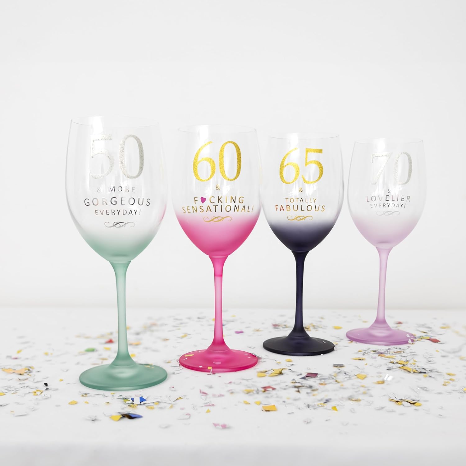 Pavilion Gift Company - 65 & Totally Fabulous - 19 oz Purple & Gold Ombre Stemmed Wine Glass Happy Birthday Party Celebration Milestone Gift Present - Image 7
