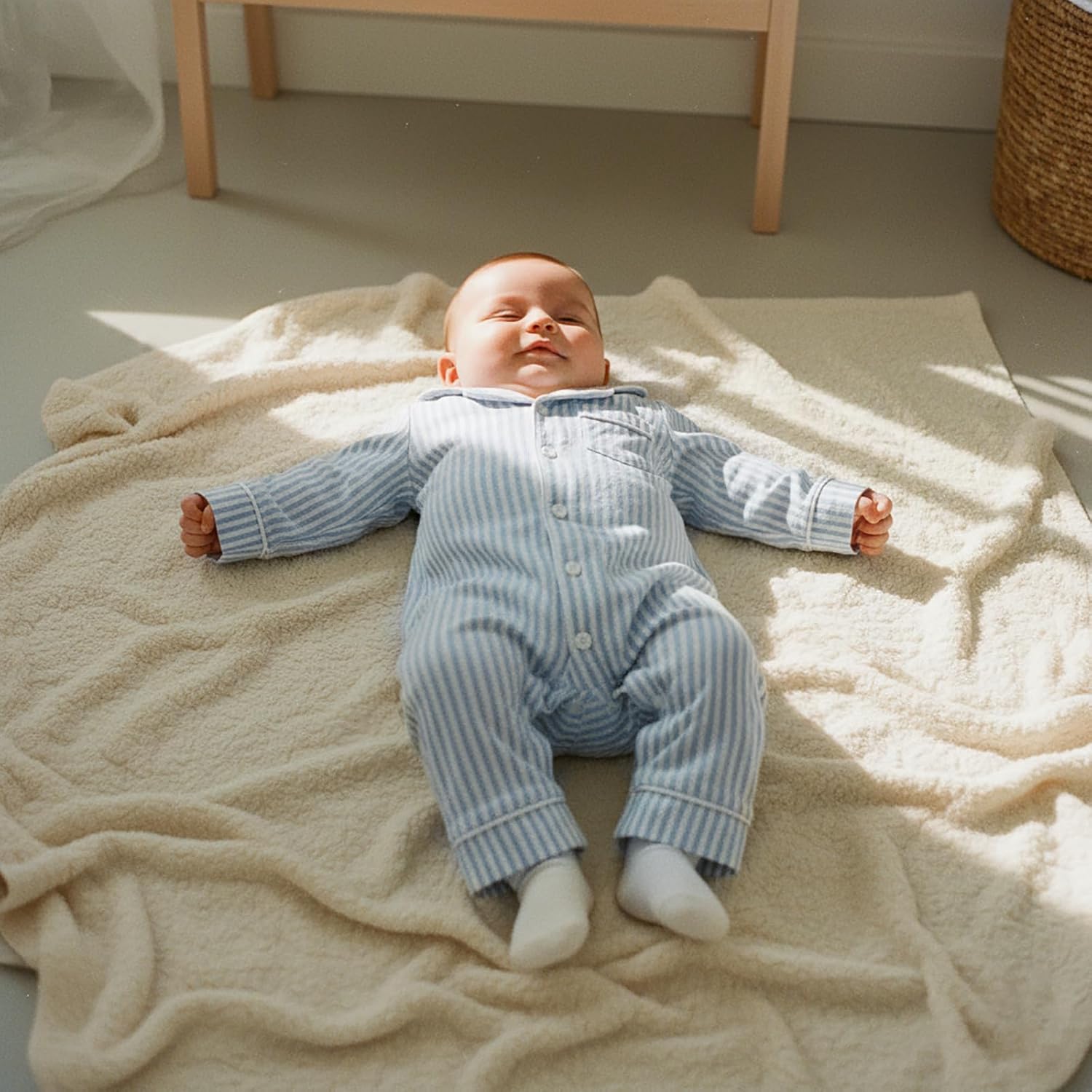 FIOMVA Baby Girl Boy Onepiece Romper Fall Winter Clothes Outfits Long Sleeve Striped Button Down Jumpsuit Onesie Pjs - Image 2