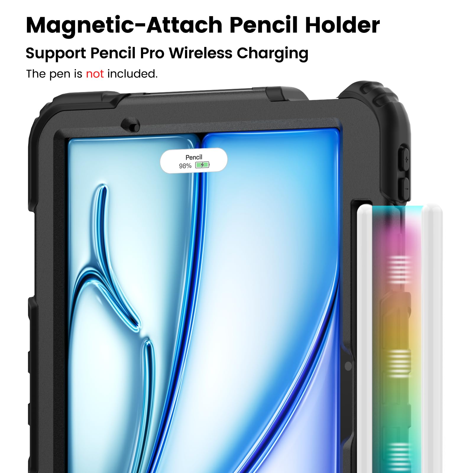 Custodia per iPad Air 11 pollici 2024 M2: ZSLVPN Custodia protettiva antiurto resistente per iPad Air 11 di 6a generazione con pellicola protettiva - Portamatite - Maniglia girevole/supporto -