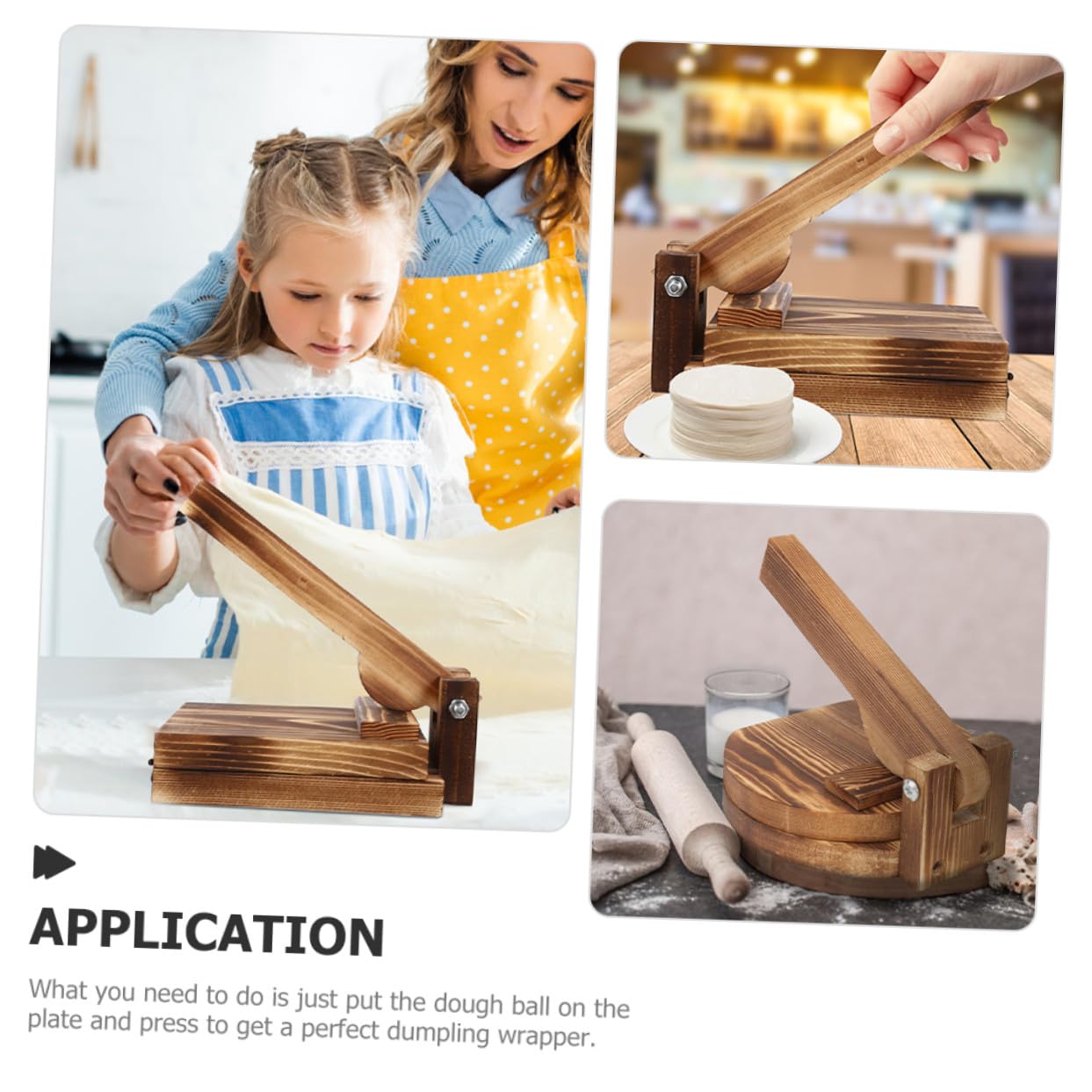 Toyvian Molde de Madera para Dumplings y Bolas de Masa Hervida 2 Piezas Tamaño Cuadrado y Redondo, Herramienta para Prensar Masa, Utensilios de Cocina para Repostería y Cocina Doméstica