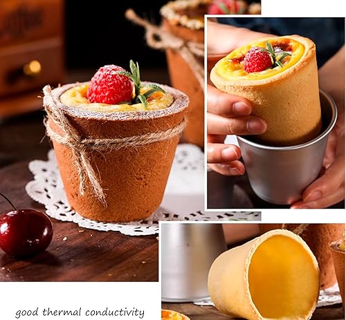 Miniatura 5 de Moldes de pudín para hornear, moldes de aluminio para hornear, moldes para magdalenas, moldes antiadherentes para soufflé, dariolos, 12 unidades