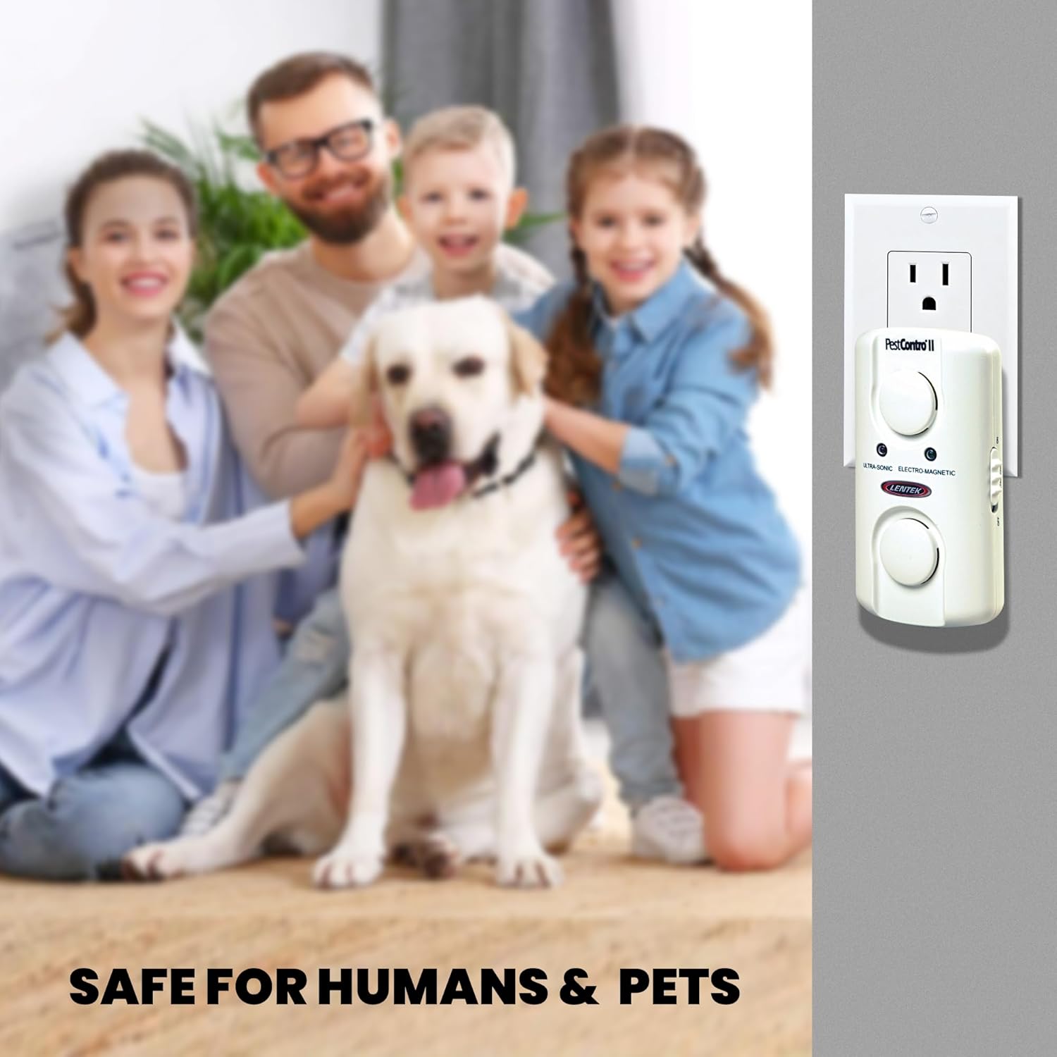 PestContro Ultrasonic Electromagnetic Pest Repeller, Indoor Plug-in Non-Lethal Insect and Rodent Control, Twin Speaker Design, Sweep Sound Technology, Use in Kitchen Cellar Office Garage Shed Attic
