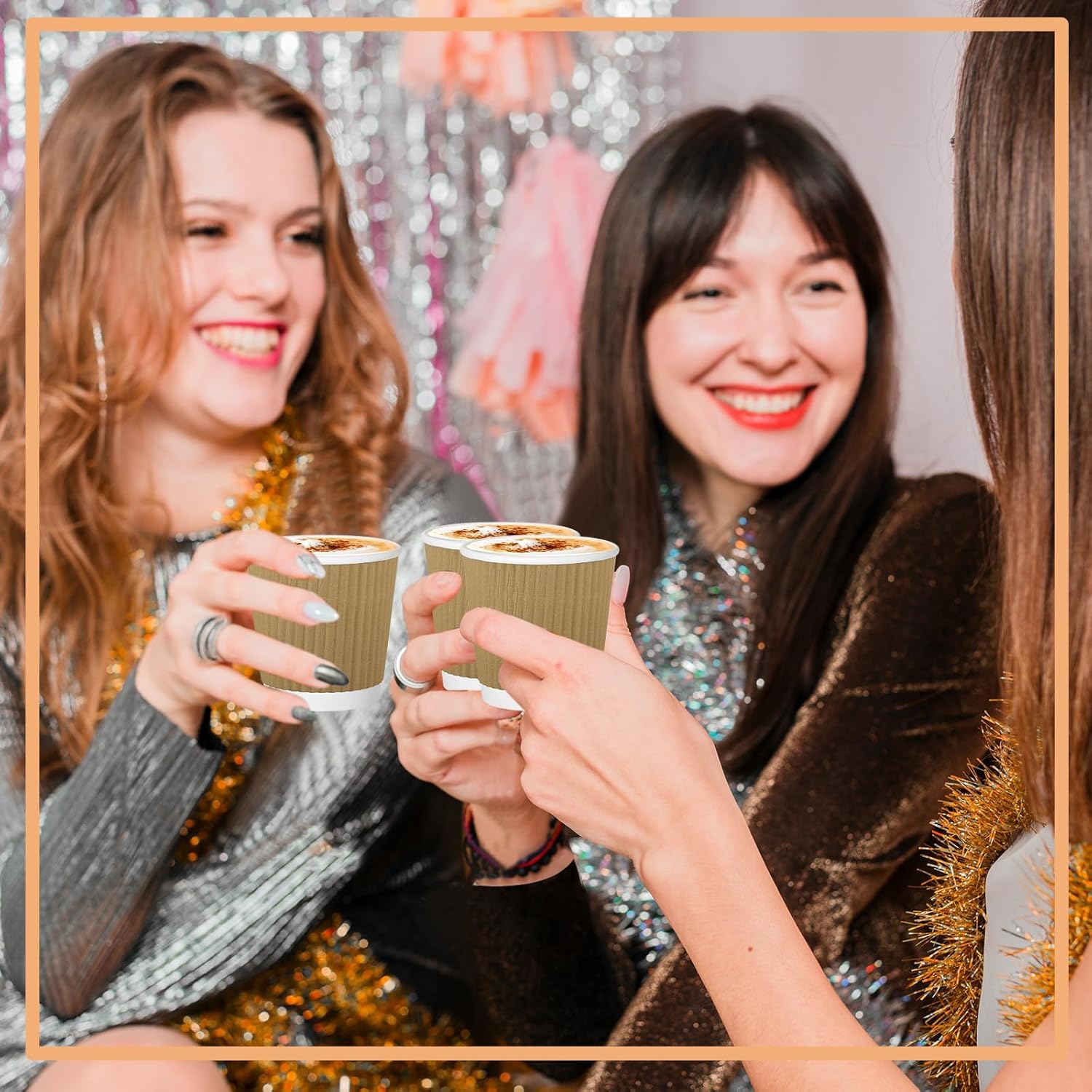 120 Pack Paper Espresso Coffee Cups, 4 oz Disposable Coffee Cups,Corrugated Insulated Ripple Wall, Paper Ripple Cup for Coffee, Hot Chocolate and Hot Tea Drinks -Champagne - Image 5