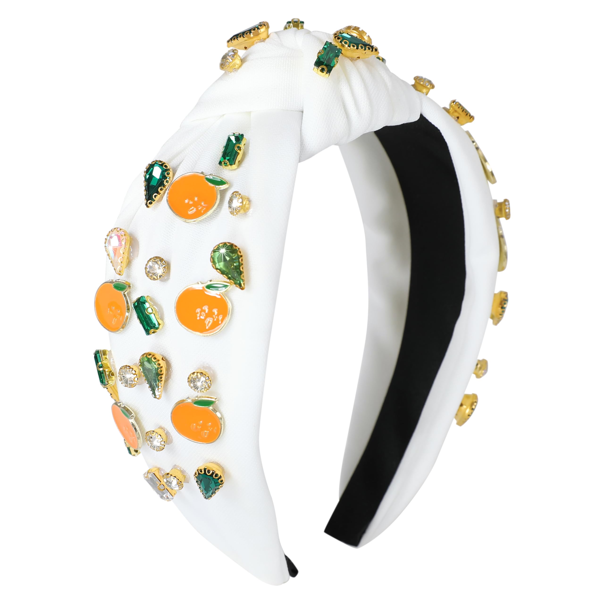 Gmmidea Orange Fruit headbands for Women Girls Cute Summer Tropical Headband Jeweled Wide Knot Twisted Headband Fashion Spring Summer Hair Accessories