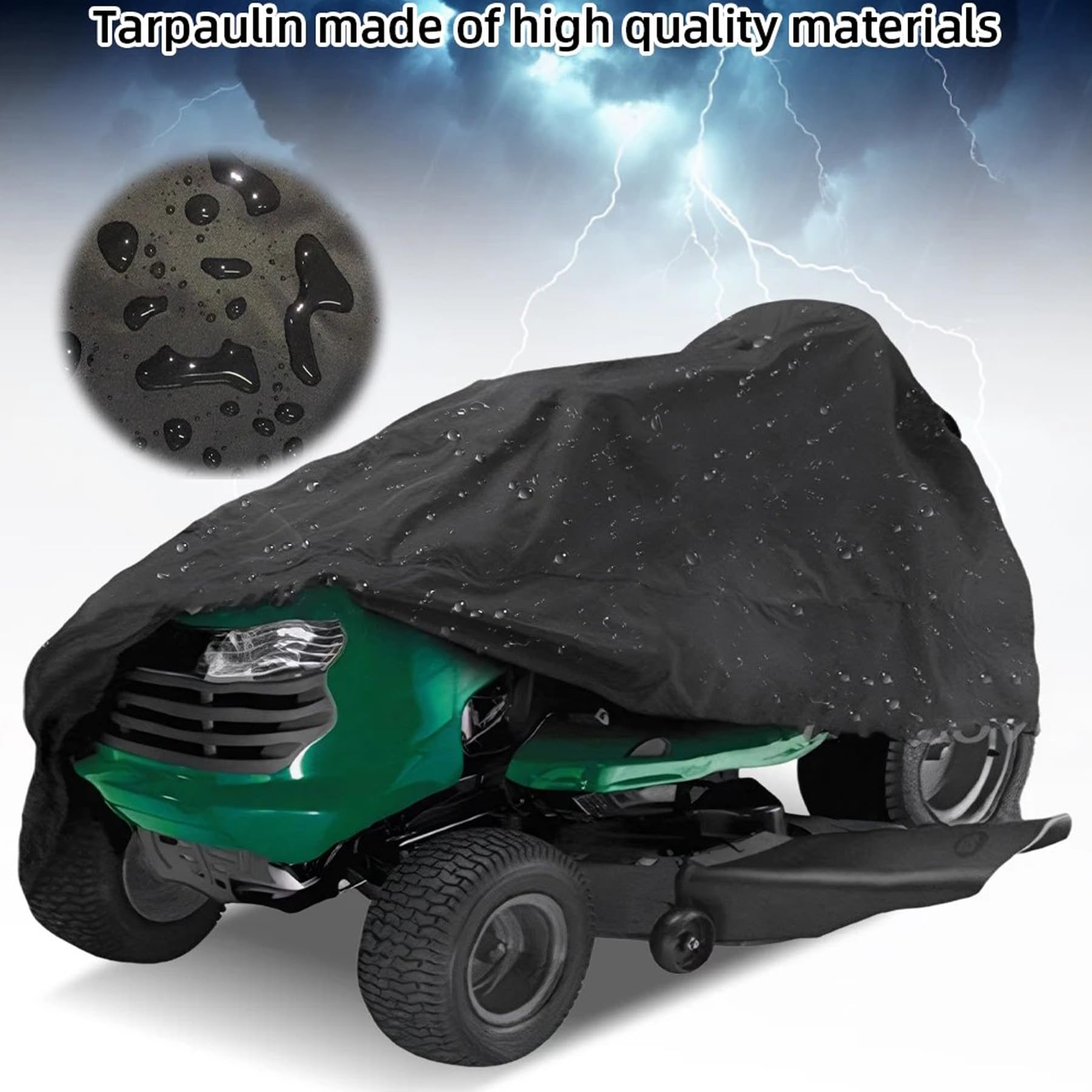 Funda protectora universal para cortacésped con bolsa de almacenamiento, impermeable, resistente a los rayos UV, para tractor de jardín al aire libre (negro, XXL)
