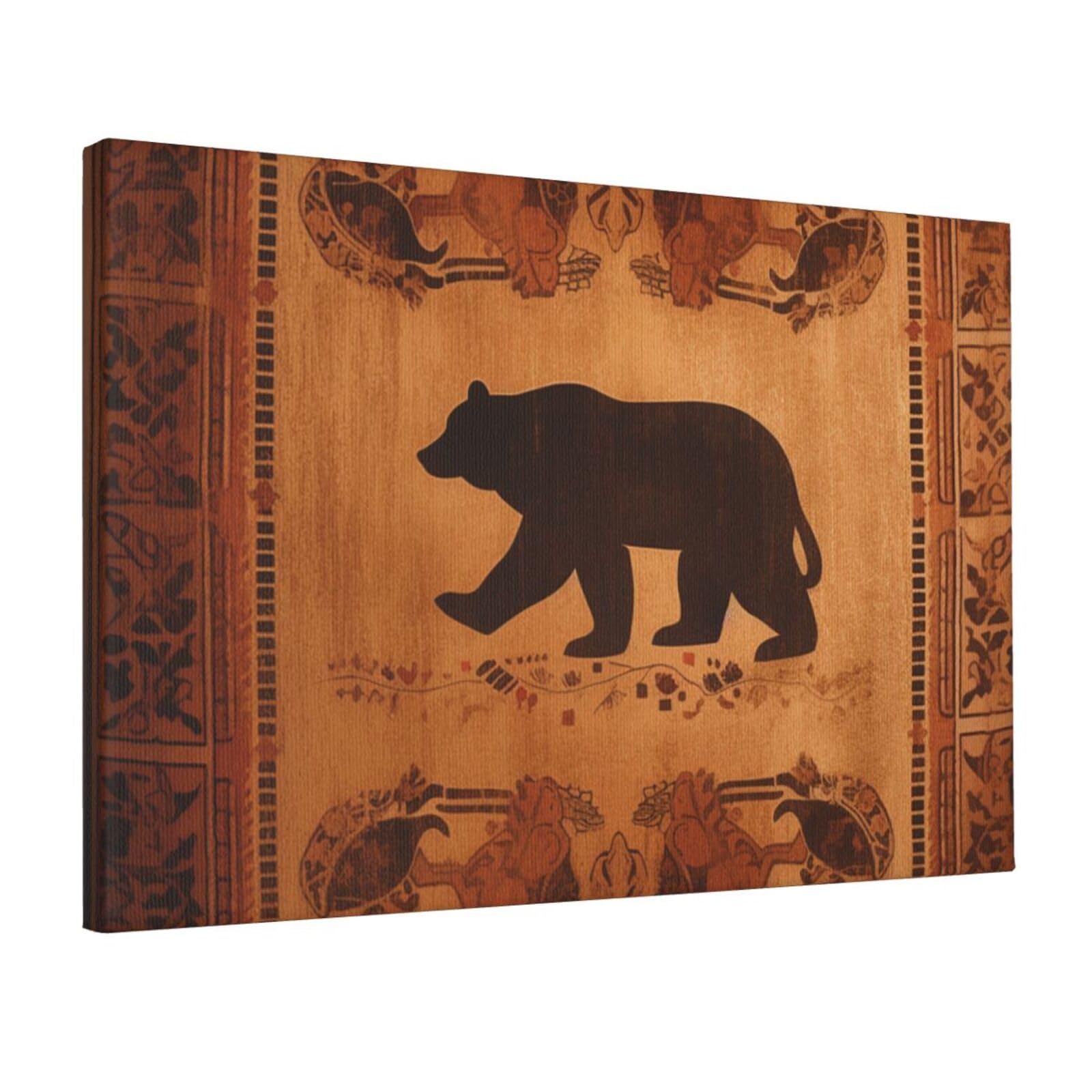 KLOPH Bear Canvas Wall Art for Living Room 12"x18" Modern Artwork Painting for Bathroom Hanging Canvas Prints Aesthetic Wallart for Bedroom Kitchen Office Wall Decor