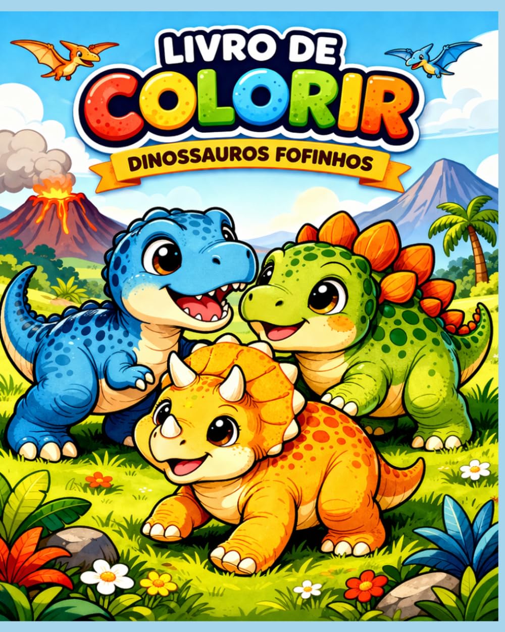 Livro de Colorir: Dinossauros Fofinhos