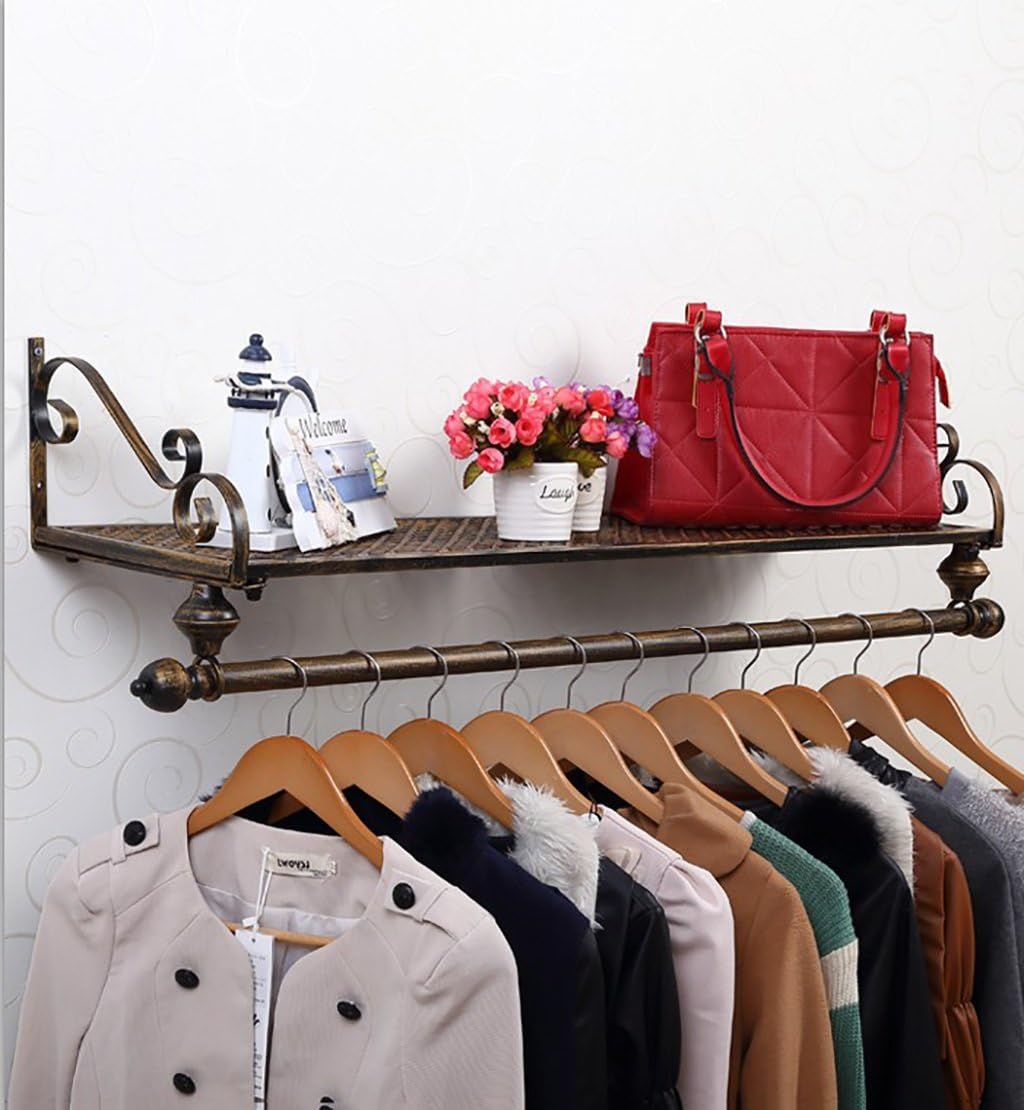 YMJ Coat rack Wall Coat Racks Retro Wall Mounted Coat Racks with Shelf