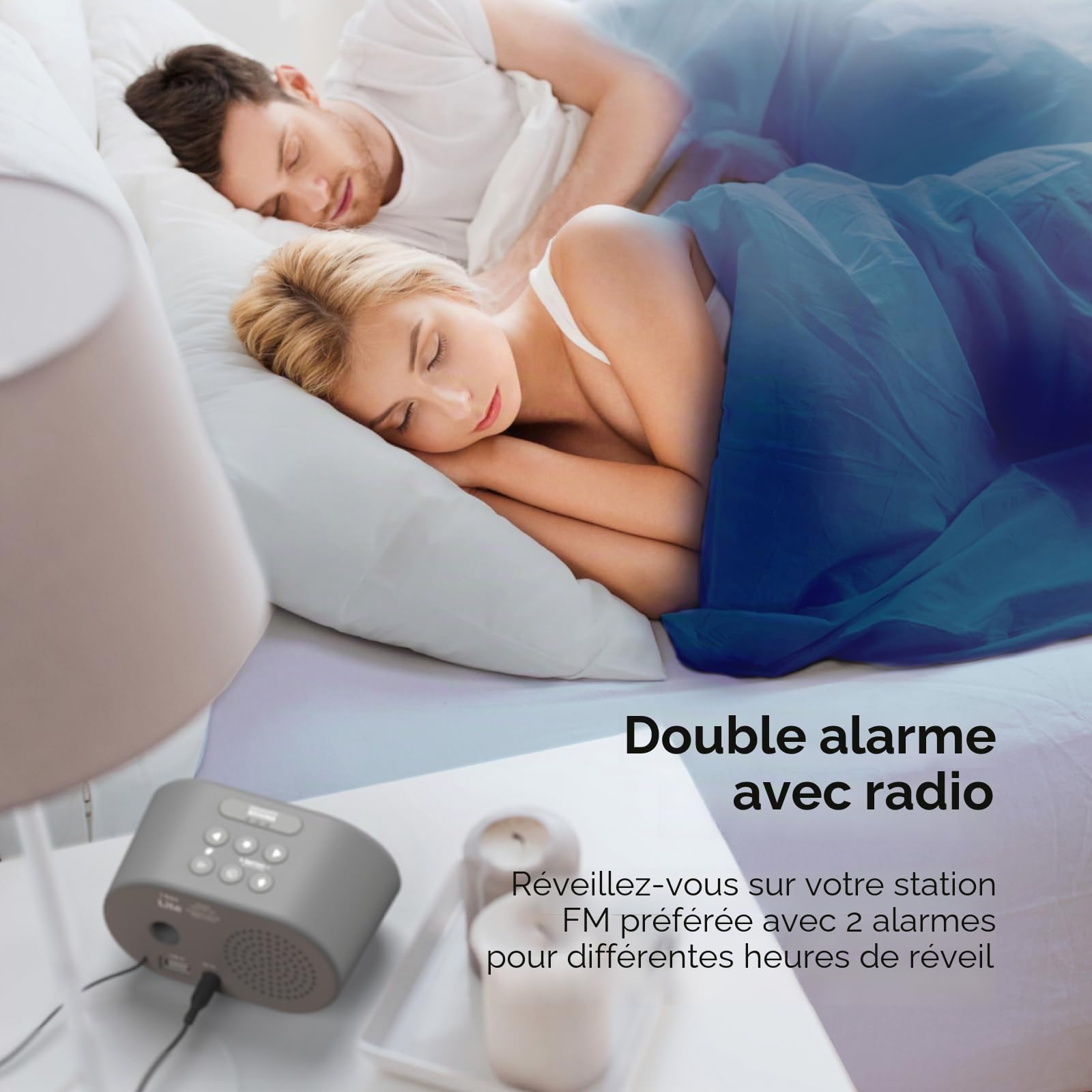 i-box Radio Reveil avec Chargeur USB et Radio FM, Horloge Digitale, Reveil Matin avec Ecran à 5 Niveaux de Luminosité, Réveil Numérique (Gris)
