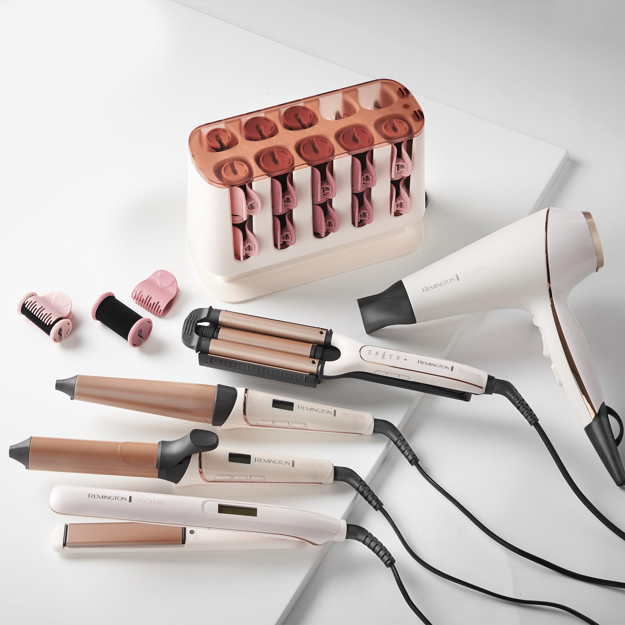 Remington Rizador Pelo Ondas [4 en 1: 4 tipos de ondas] PROluxe (Tecnología OPTIHeat, peinados duraderos, cerámica, 5 temperaturas hasta 210°C, ajuste Pro+, digital, calentamiento 30s) CI91AW