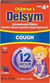 Delsym Cough Suppressant for Children and Adults, Grape, 3 Fluid Ounce