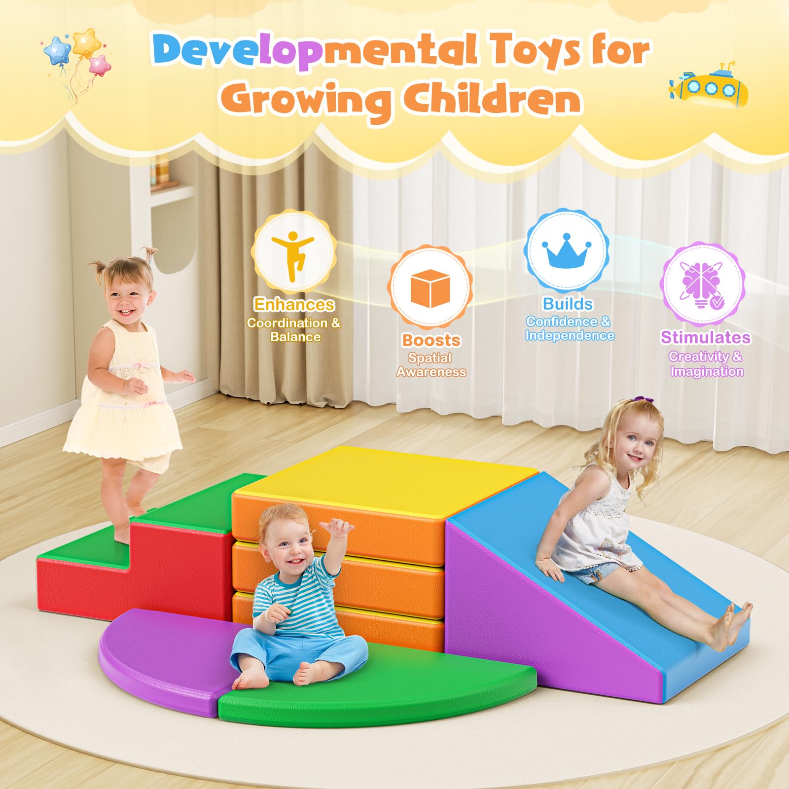 Blocchi da costruzione in schiuma 38S ad alta densità, materiale PU resistente agli urti e facile da pulire, chiusura lampo nascosta, chiusura in per interni (pieghevoli) - 2