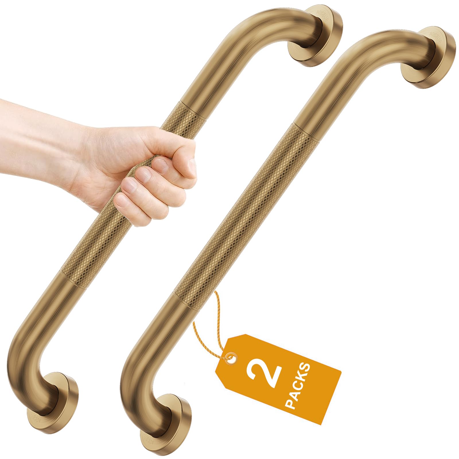FANHAO 2 Pezzi Barra di Sostegno per Bagno, Antiscivolo in Acciaio Inox 304, Barra di Sicurezza e Supporto per Doccia, Vasca, Cucina, Camera da Letto, 41 cm