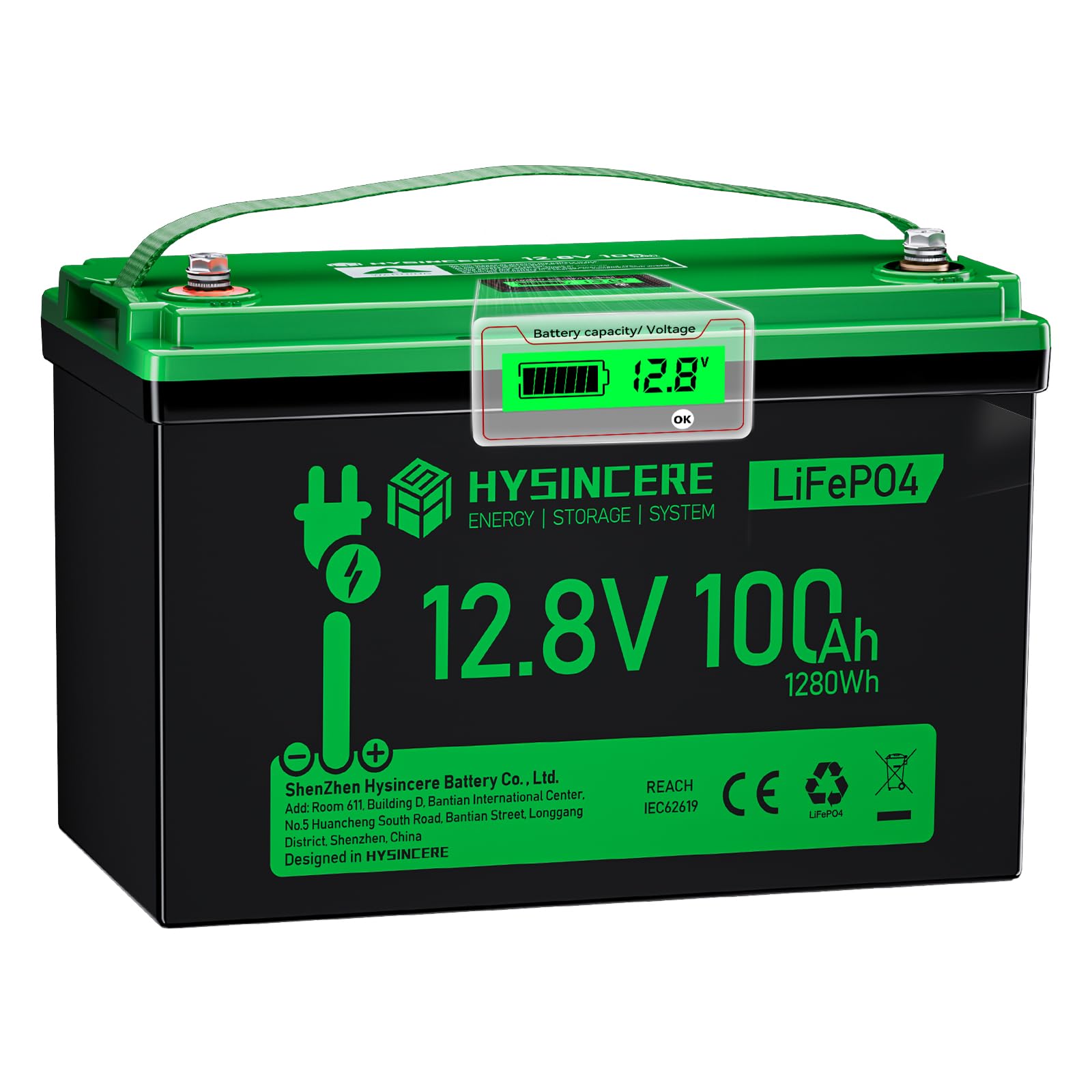 12V 100Ah LiFePO4 Lithium Batterie mit LED, Max.15000 Zyklen & 100A Intelligente BMS, 12 Volt Deep Cycle Akku 1280Wh Wiederaufladbare für Wohnmobil, Camping, Solar Home Systeme, Boote