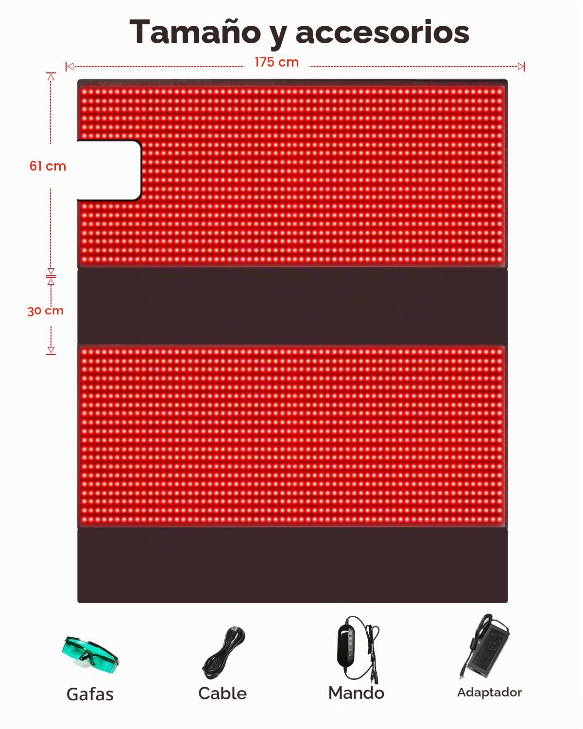 MEGELIN Bolsa de terapia de luz infrarroja roja para todo el cuerpo, manta terapia luz roja, 180 x 80 cm, 2520 LED para terapia de luz roja de cuerpo completo en casa