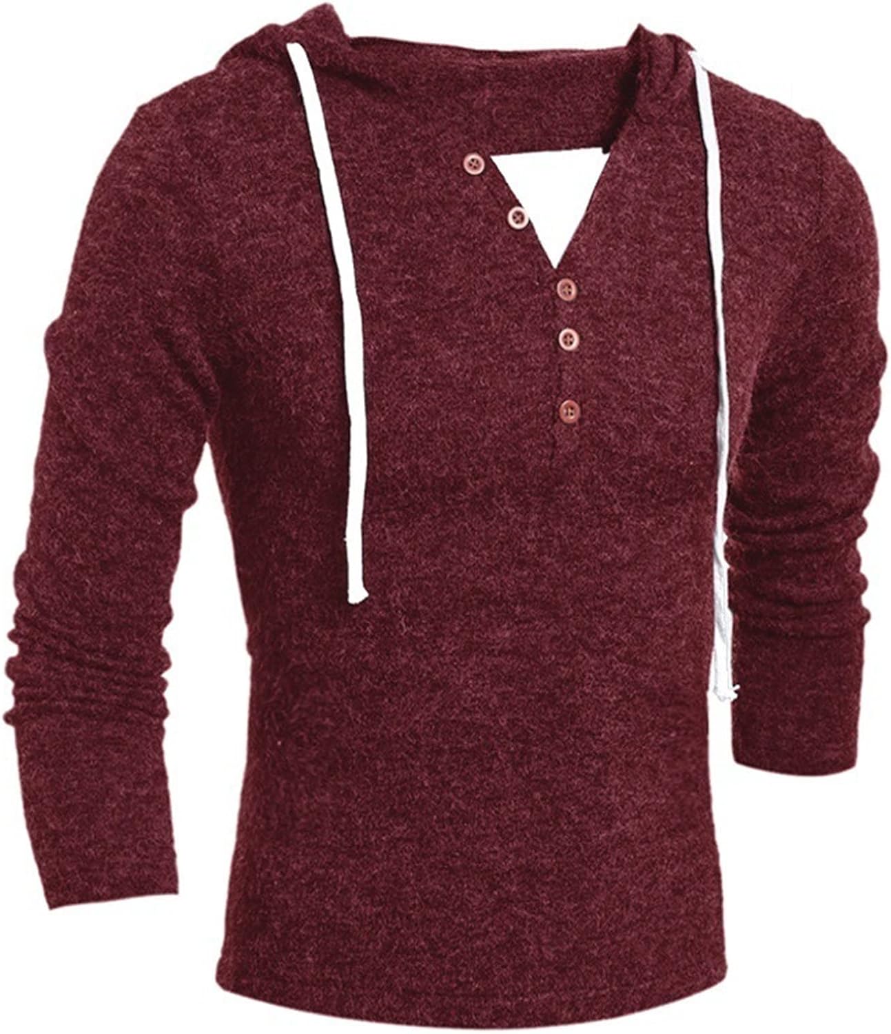 Maiyifu-GJ Men's Long Sleeve Henley Hooded Pullover Solid Lightweight Knit Fleece Hoodies Causal Athletic Hoodie Sweatshirts : Sports & Outdoors