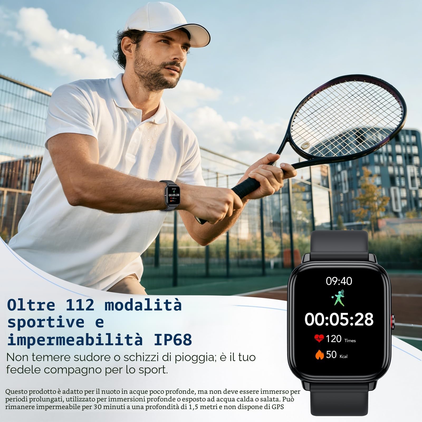 Smartwatch Uomo Donna, 1.83"HD Orologio con Chiamate Bluetooth, 110+ Modalità Sportive, Fitness Tracker con Batteria da 1000mAh, Autonomia 20 Giorni, Impermeabile IP68 Smartwatch per Android/iOS