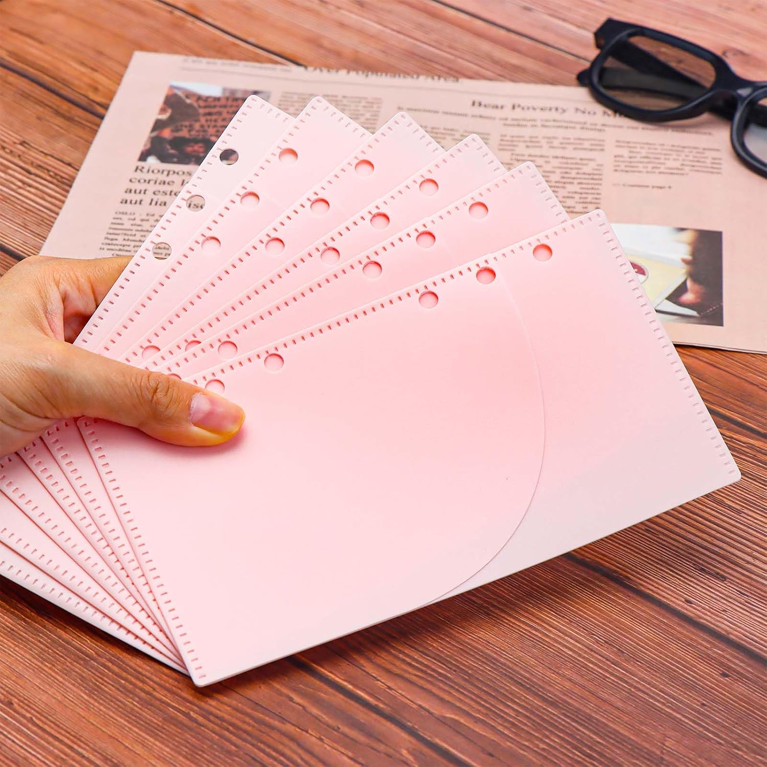 MEI YI TIAN 6pcs Pink A6 Cash Envelopes Binder Dividers with Pockets Inserts Zipless No Tab Loose Leaf Bags for Budget 6 Ring Binder Bill Money Organizer Planner (6 A6 Pink) image 4