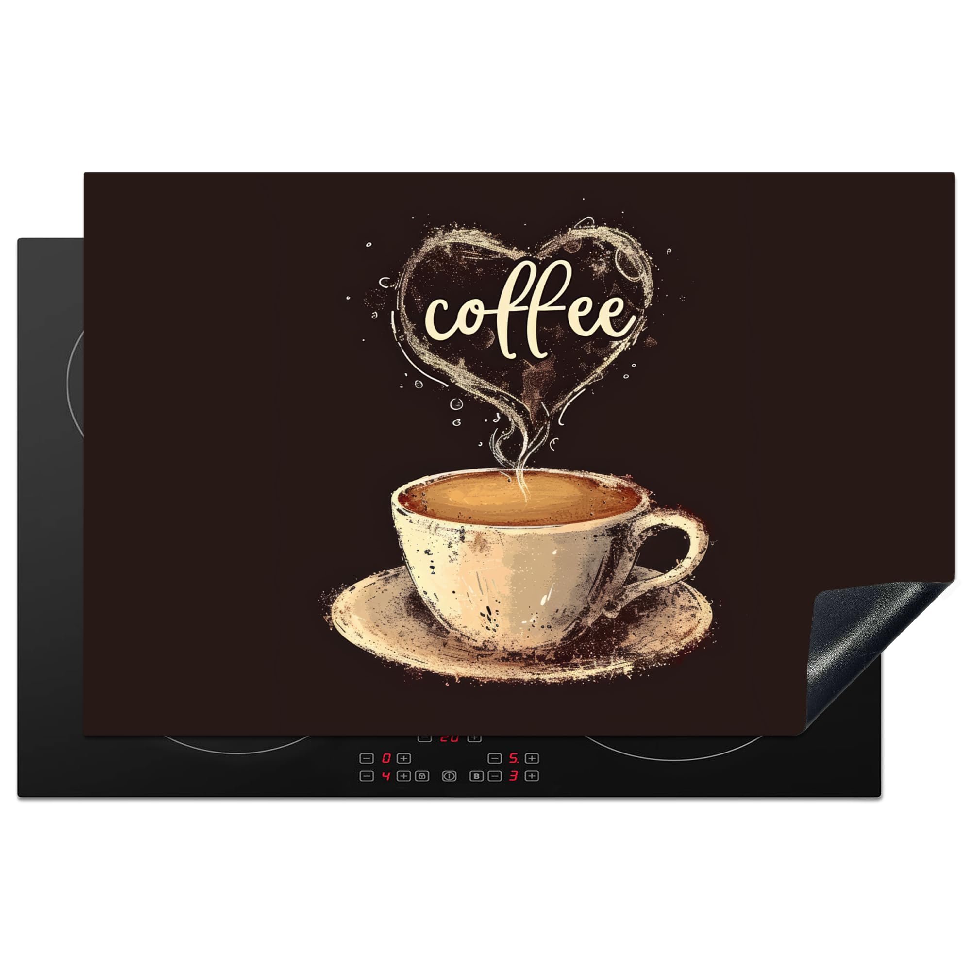 KitchenYeah© Induction Hob Cover Protector Mat 20.5"x31.5" / 80.2x52.2 cm Kitchen Universal Ceramic Covers for Electric Cookers Vinyl Coffee - Quote - Heart
