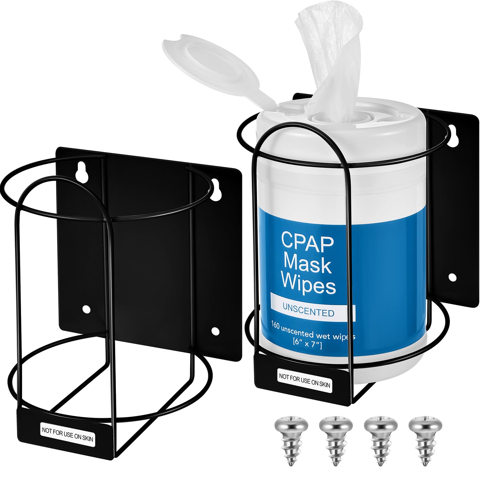 Maxcheck 2 Pcs Wall Bracket for Wipes for Hospital Heavy Duty Bucket Holder Bucket Organizer Wall Mount Wipe Dispenser Wipe Rack for Bedrooms Offices Living Rooms Home Office Public Restrooms (Black)