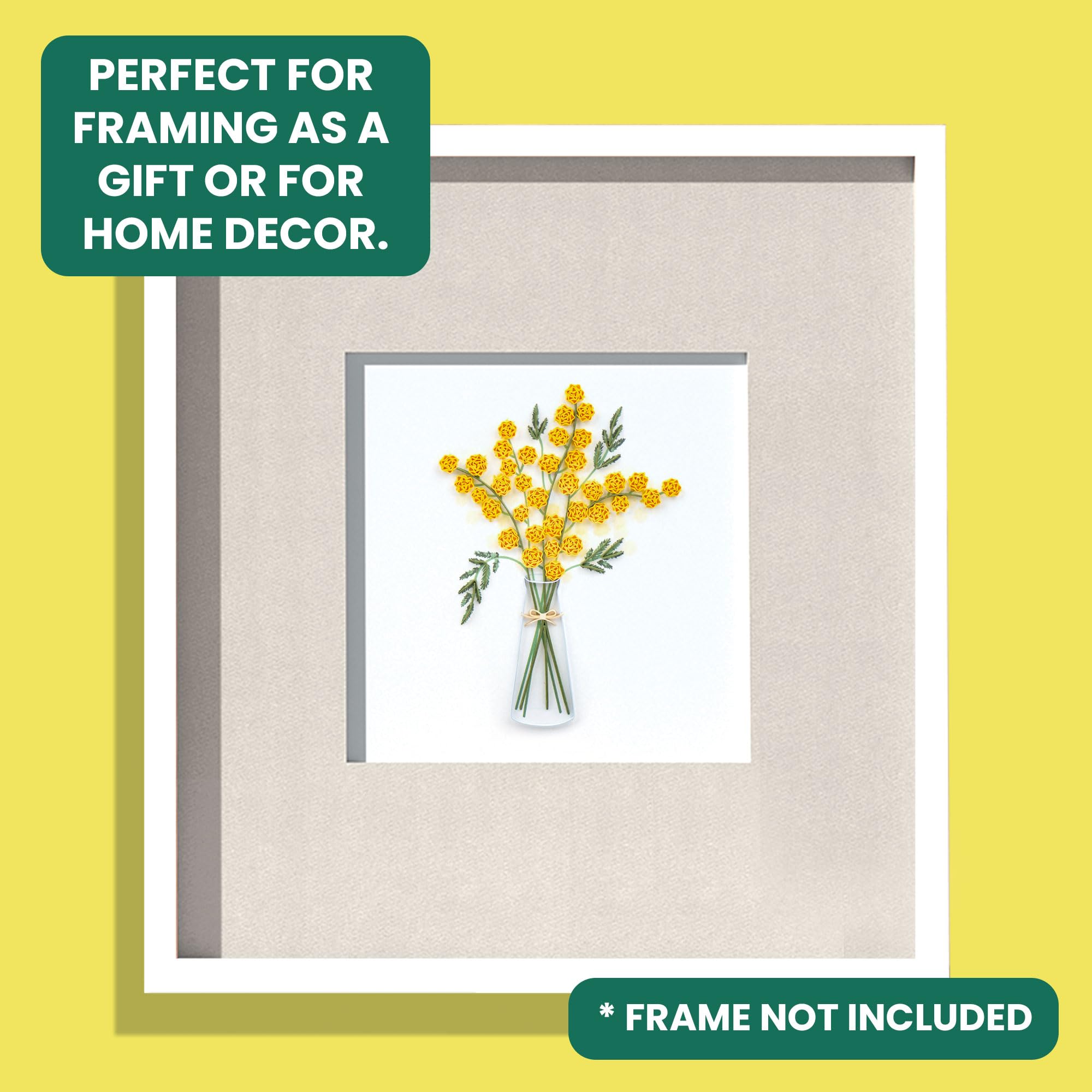 Quilling Mimosa Bouquet Sunshine Flowers Hand-Finished Art Greeting Card Frameable Art, Suitable for Framing in a Card Frame - Image 2