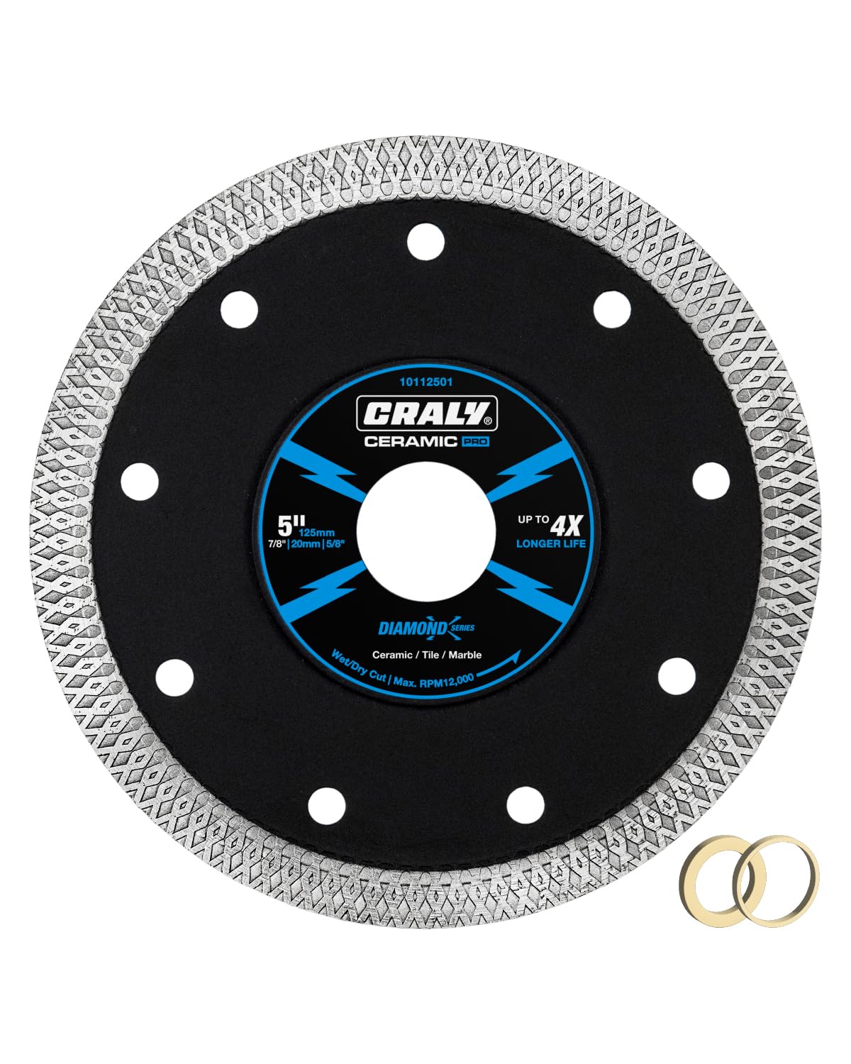 CRALY 5 Inch Super Thin Diamond Blade, 7/8 in Arbor, 5'' Diamond Tile Blade for Angle Grinder & Tile Saw, Diamond Cutting Wheel for Cutting Ceramic,