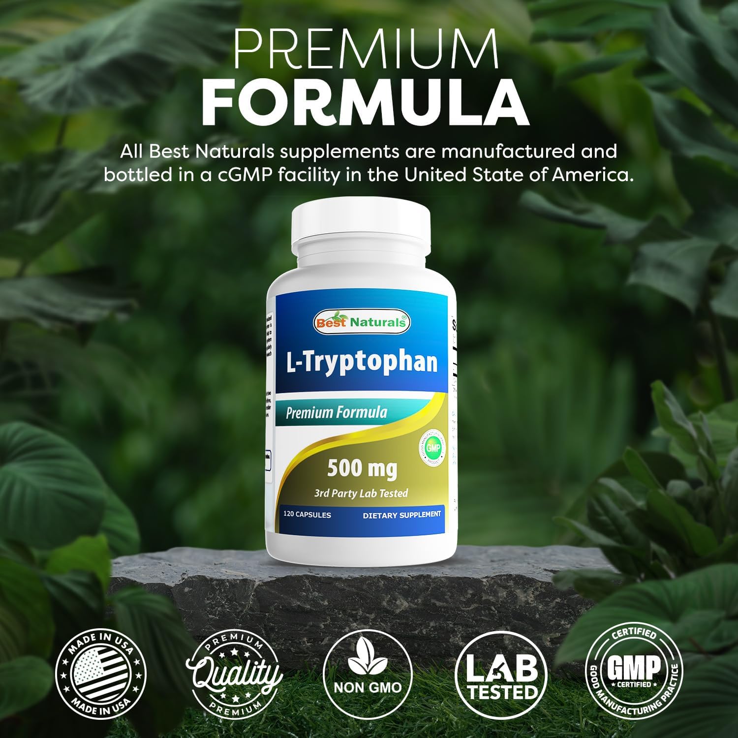 Best Naturals L-Tryptophan 500 mg 120 Capsules (120 Count (Pack of 2))