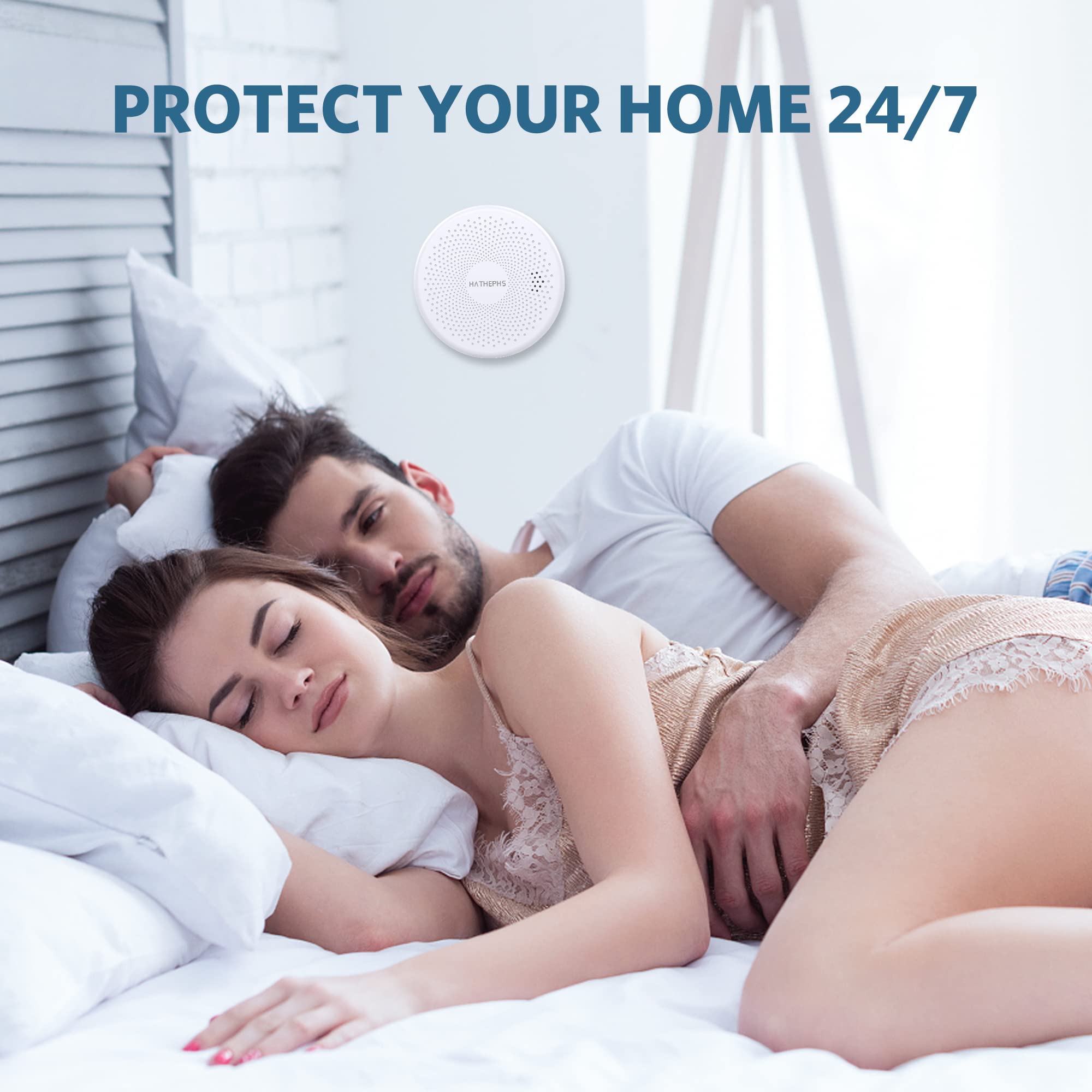 Smoke Detector Carbon Monoxide Detector Combo, Hathephs 10 Year Battery Ultra-Thin Photoelectric Smoke Alarm and CO Detector with Large Test/Silence Button