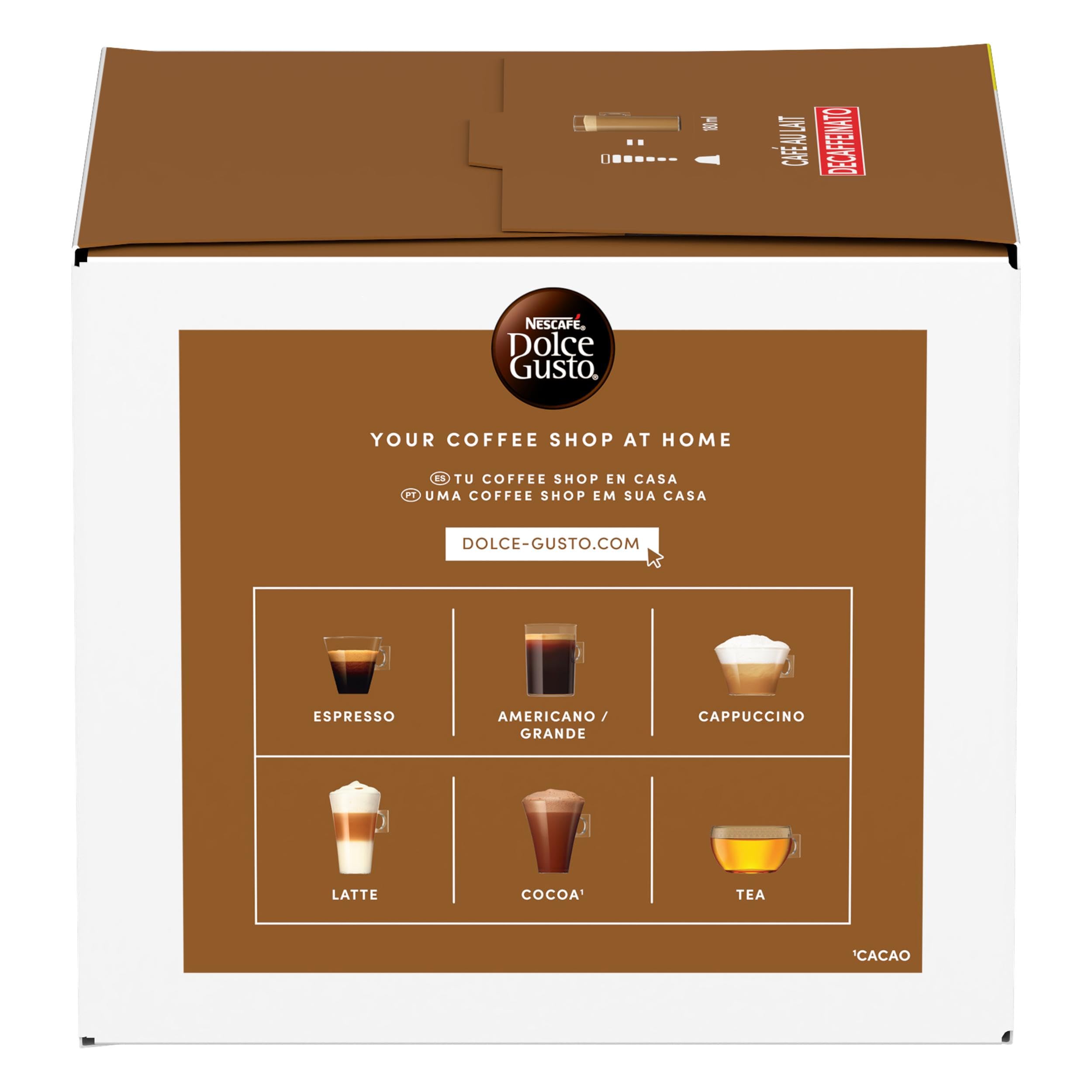 NESCAFÉ Dolce Gusto Café con Leche descafeinado - Cápsulas de Café, 90 Cápsulas (3 x 30)