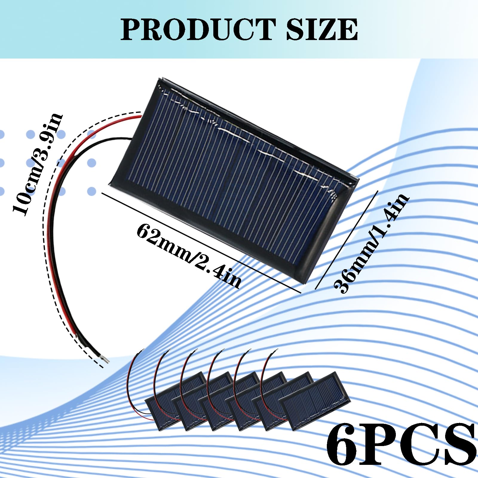 Set di 6 pannelli solari da 62 x 36 3 V con cavo, ad alta efficienza, per progetti scientifici ed esperimenti elettronici, pannello solare flessibile per applicazioni di energia solare portatili