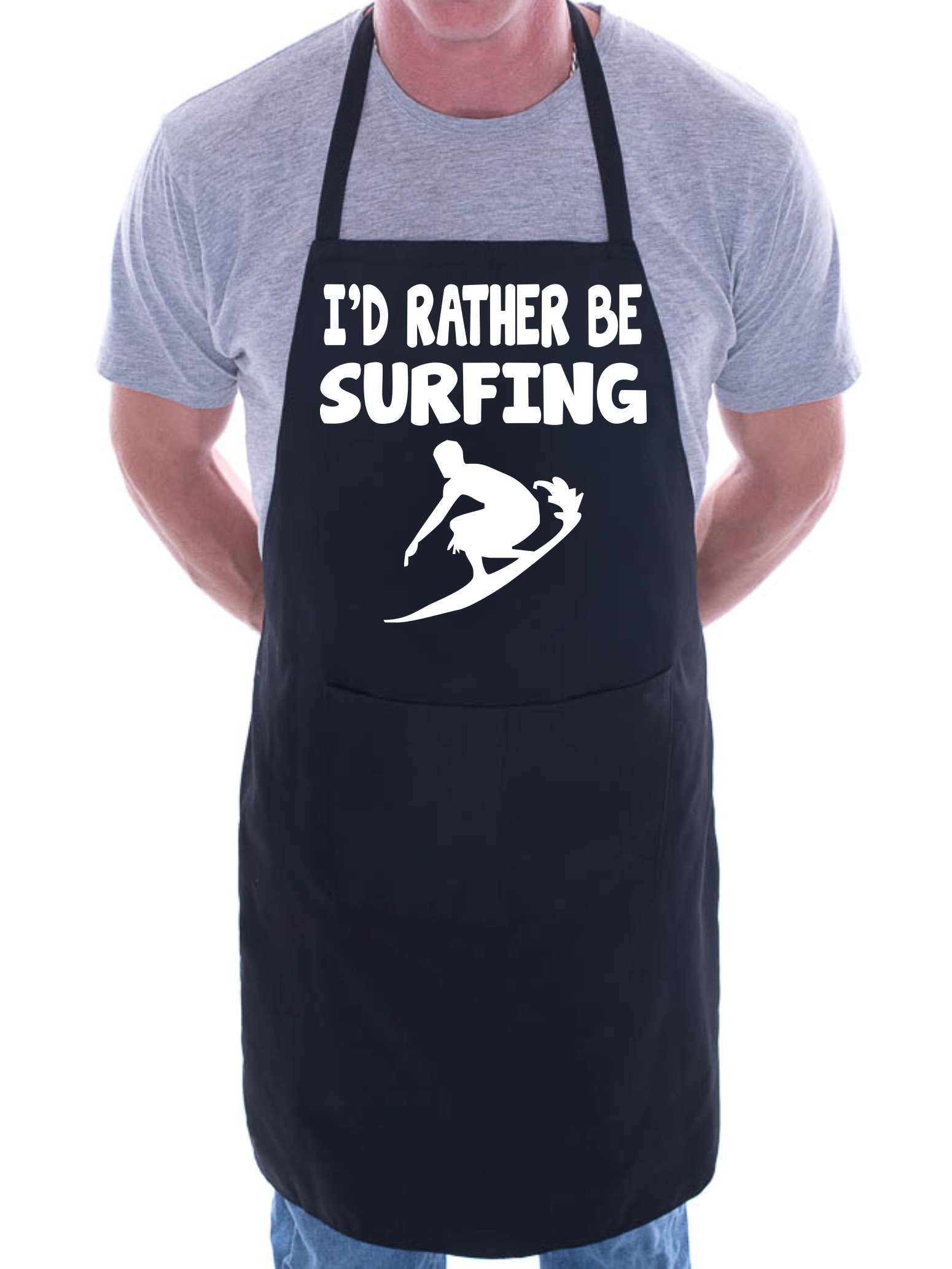 Print4u Men's Black I'd Rather Be Surfing Bbq Cooking Funny Novelty Apron