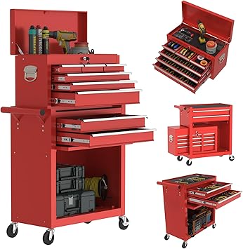 8-Drawer Large Tool Chest with Wheels and Lockable Drawers