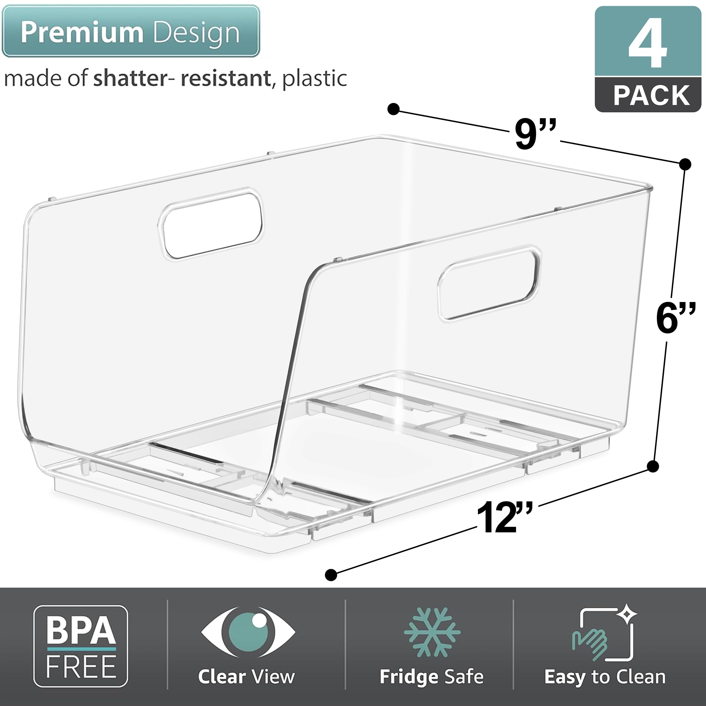 Snapklik.com : Sorbus Stackable Storage Bins Open Front - Clear ...