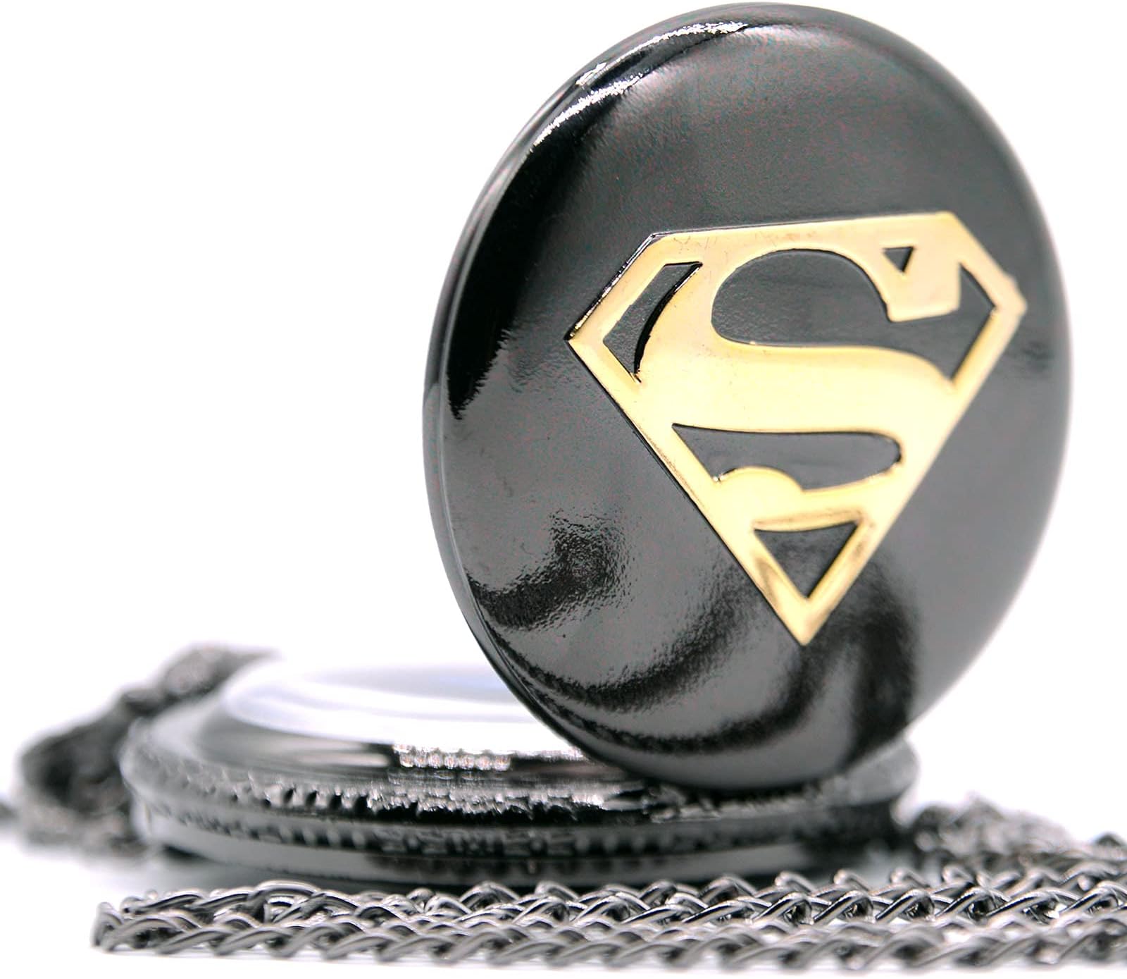 Fashion Cool Black Quartz Mens Pocket Watch Pendant with Necklace Chain&Pocket Chain&Box Gifts