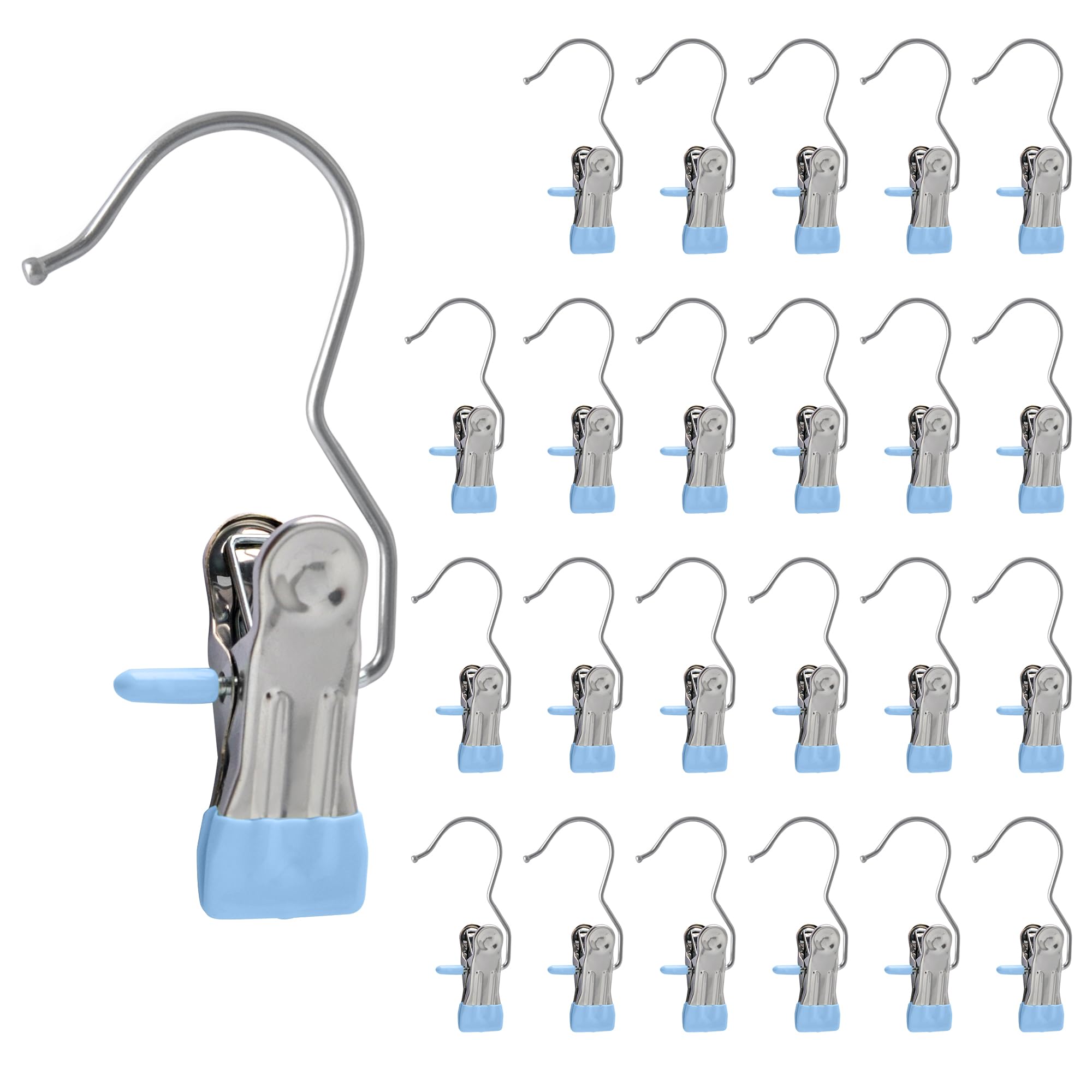GHLIANGZHOU 24PCS Blue Stainless Steel Hanging Clips, Non-Slip No-Mark — image 1
