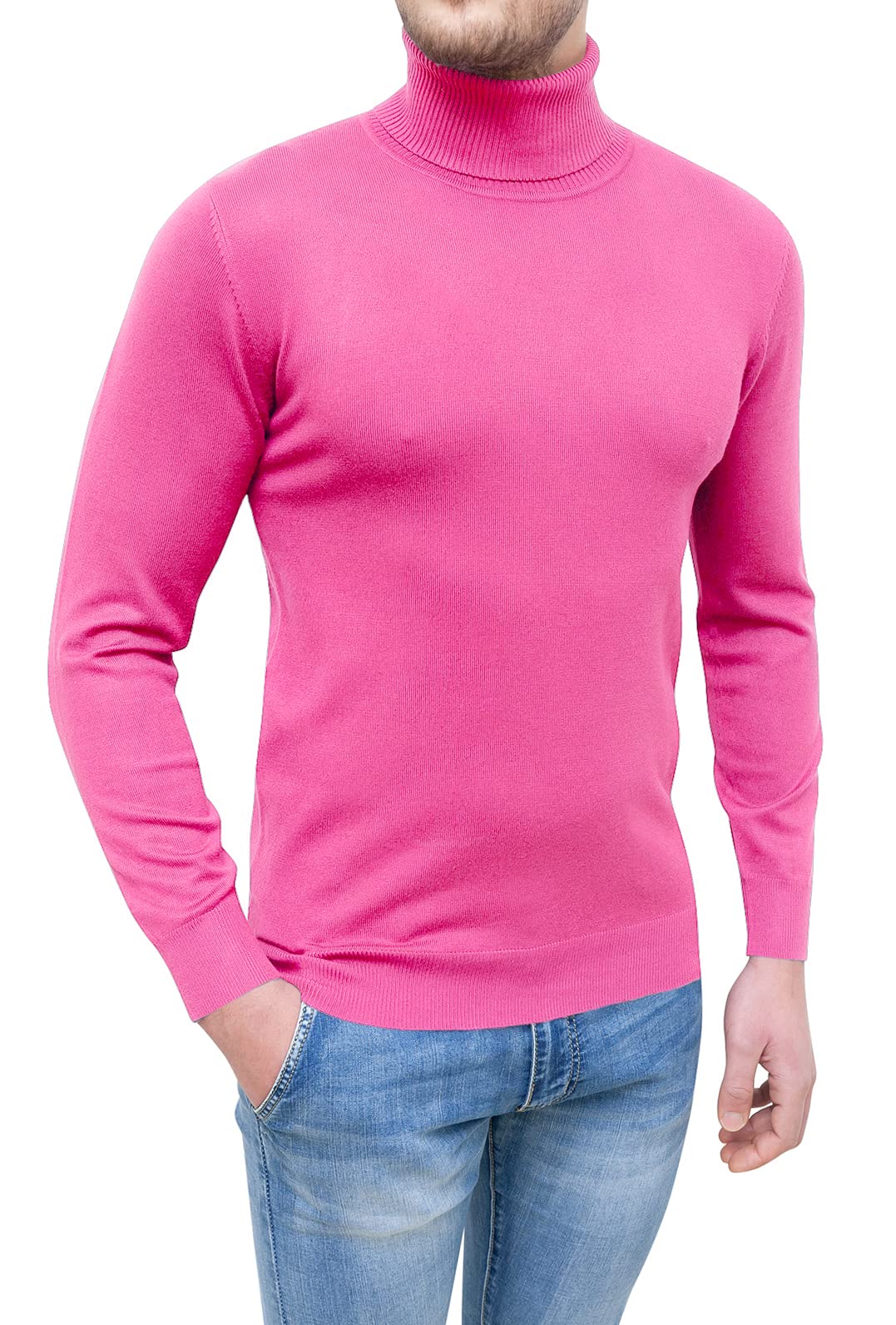 Pull col roulé pour homme d'hiver rose Evoga pull à col roulé décontracté M