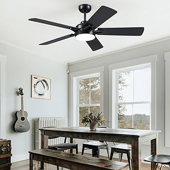 CHESUR Ceiling Fans with Lights - 52 Inch Black Low Profile