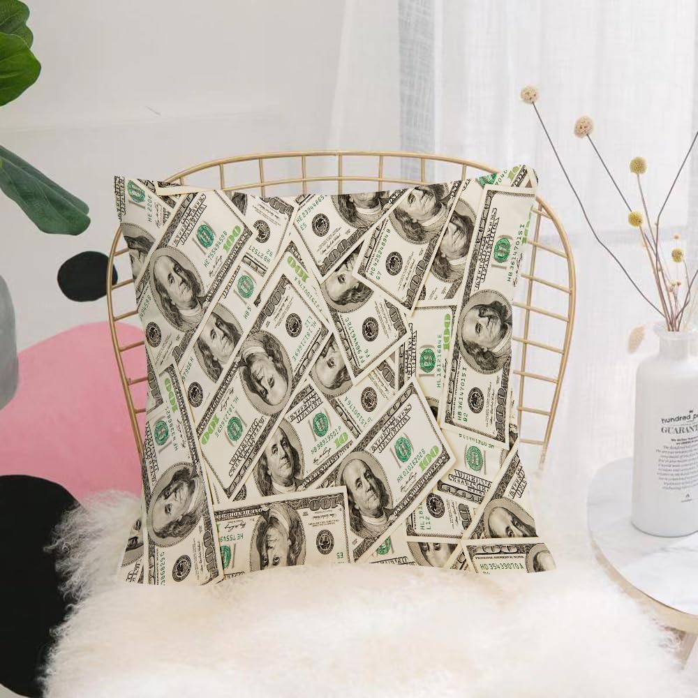 HYOSXW Cushion Cover,Throw Pillow Case Home Decorative for Living Room Bedroom Sofa Chair 16X16 Inch,Abstract background of hundred dollar bills.,Pillowcase 40X40cm