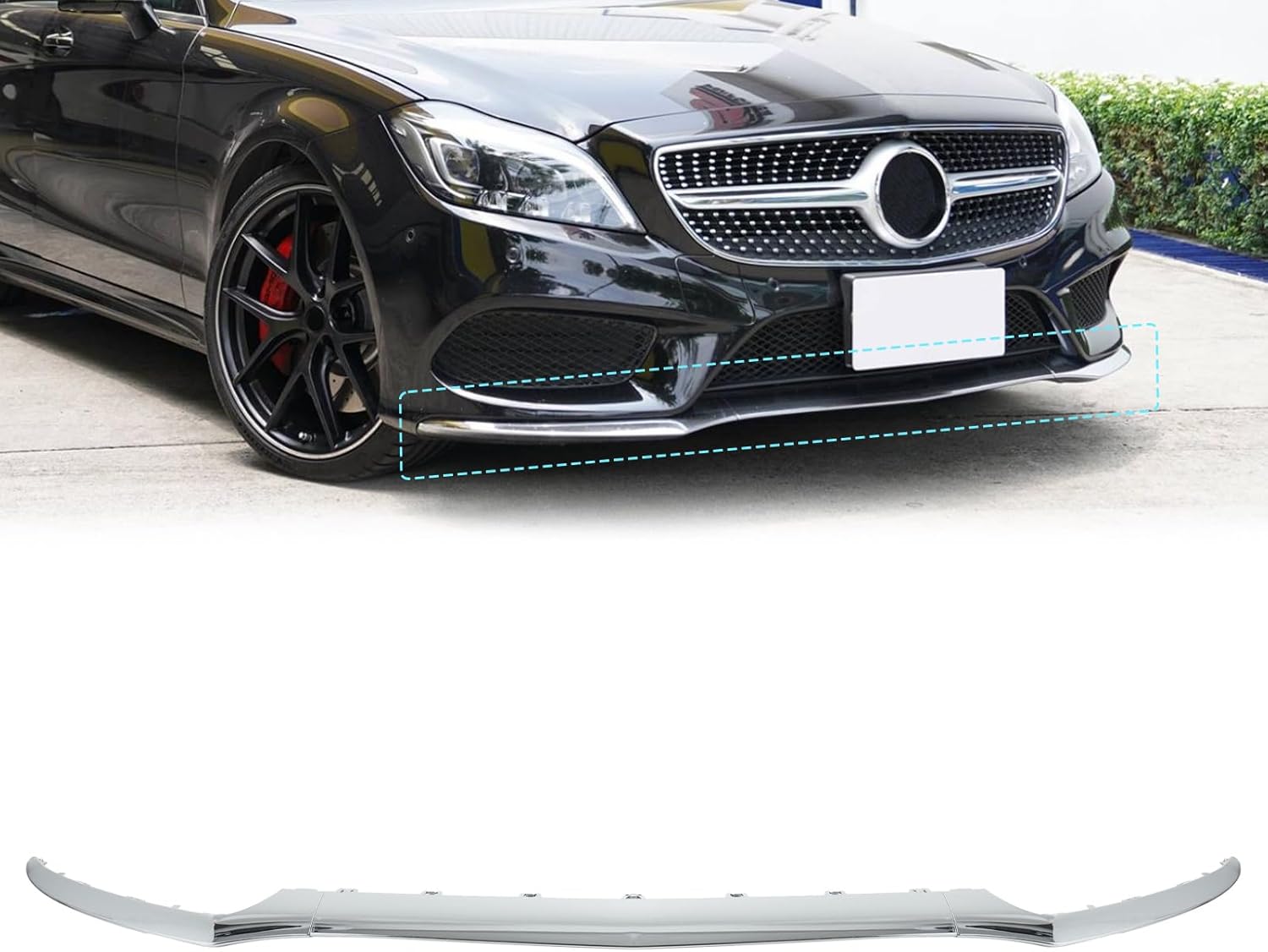 Chrome Front Bumper Lip Moulding for Benz W218 CLS400 CLS550 CLS63 2015-2018
