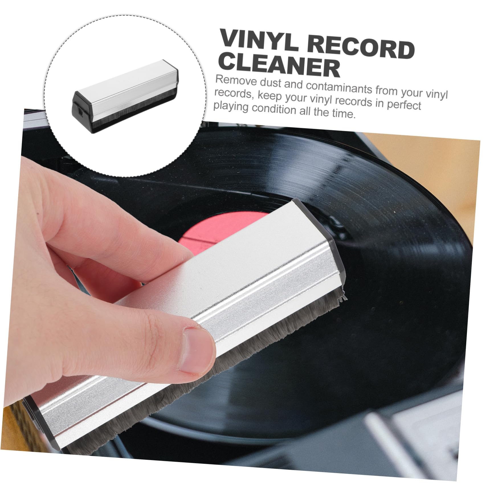 Cepillo para Limpieza Vinilos Duradero de Aluminio Elimina Polvo y Estático Protege Discos Antiguos y Agujas Profesional para Tocadiscos