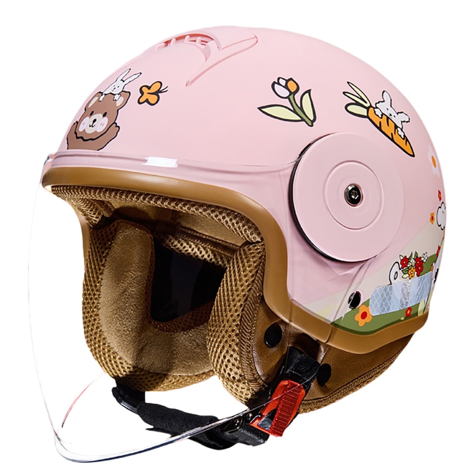 Kask dziecięcy, otwarty kask motocyklowy dla dzieci z wizjerem, regulowany kask na skuter, cruiser, motorower, dla chłopców i dziewcząt w wieku 4-12 lat, 7, (48-54 cm)