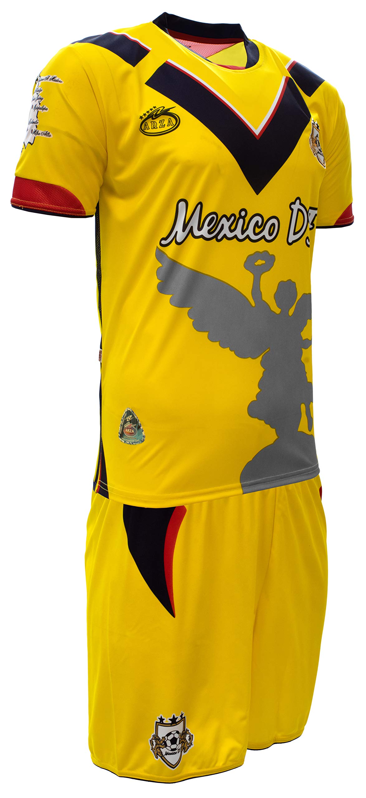 ARZA Mexico DF Uniform Kit Set Jersey, Shorts, Socks and Number Yellow (US, Alpha, X-Large, Regular, Regular, Yellow)