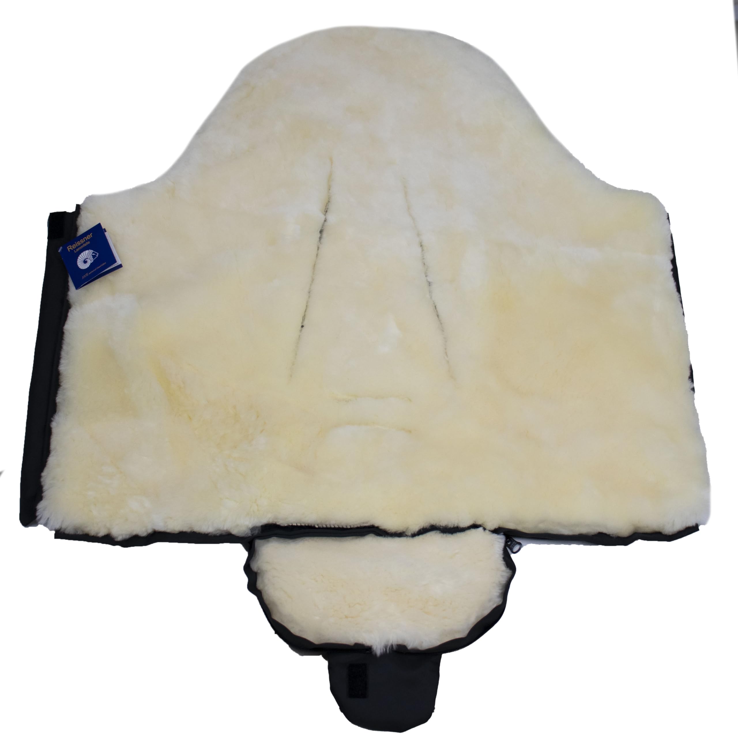 Reissner Lammfelle | Baby Fußsack ESKIMO | echtes Merino Lammfell | Mumienform | mit Reißverschluss | für Kinderwagen Buggy & Stroller | schwarz