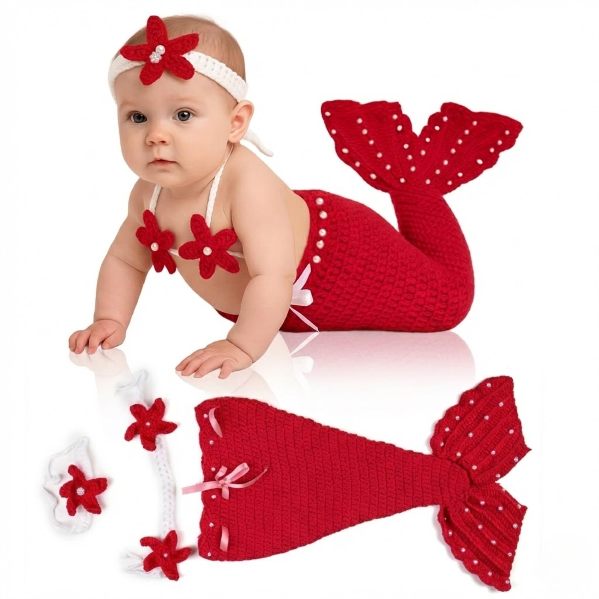 Bembika Photography Costume – Newborn Photography Outfits & Baby Photography Props Designer Baby Clothes for Newborn Photo Shoot -(Mermaid Plum Red)-picture-28