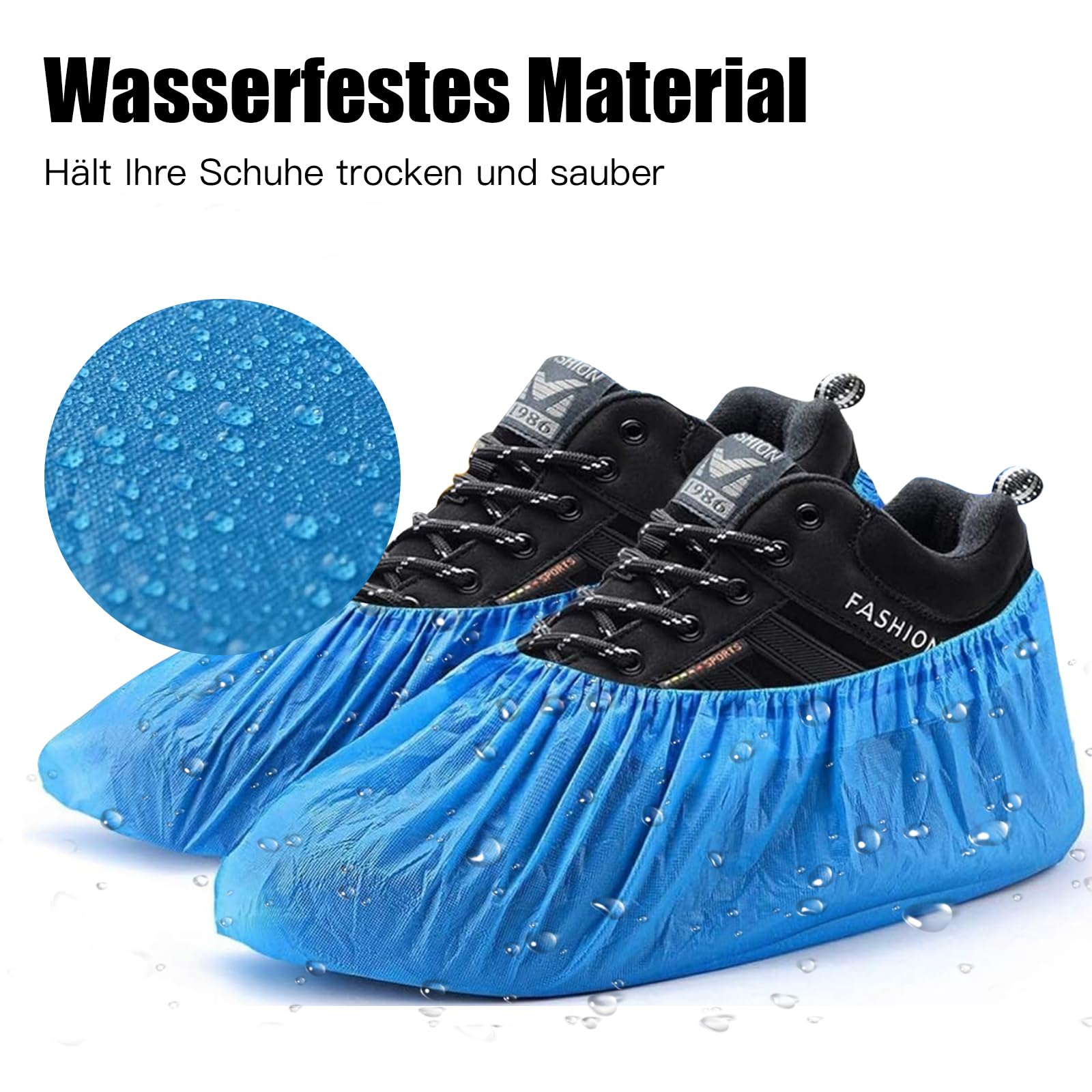 Schuhüberzieher Einweg Wasserdicht, CPE Schuhüberzieher, Rutschfest & Reißfest, Überzieher Schuhe mit Gummiband, Für Haushalt, Renovierung, Besucher & Innenbereiche (300 Stück)