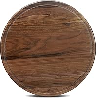 Vista 8 de Tabla de cortar redonda de madera de nogal de 12 pulgadas para cocina, tabla de cortar de madera con ranuras de jugo